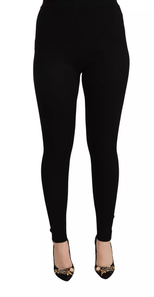 Dolce & Gabbana Black High Waist Stretch Pants Tights LUNESCAPE