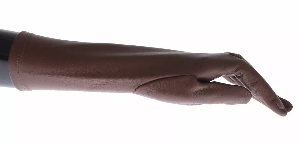 Dolce & Gabbana Brown Leather Wrist Slim Women Gloves LUNESCAPE
