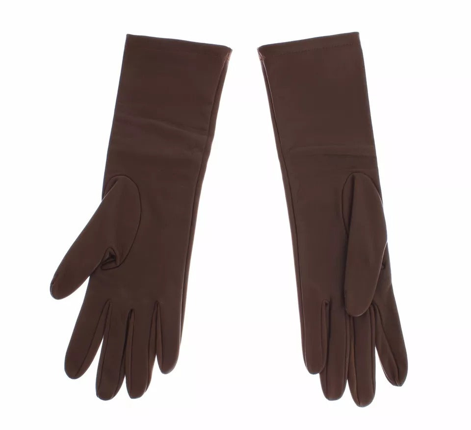 Dolce & Gabbana Brown Leather Wrist Slim Women Gloves LUNESCAPE