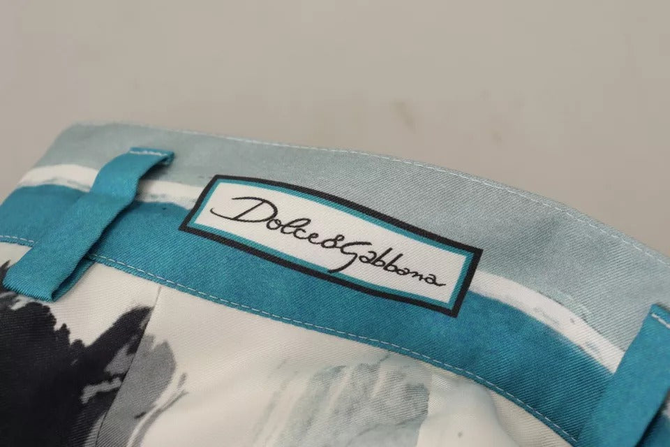 Dolce & Gabbana Blue Striped Silk Tapered Pants LUNESCAPE