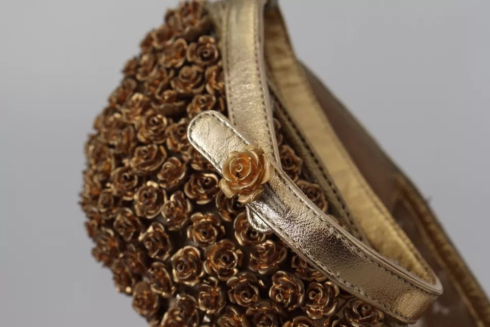 Dolce & Gabbana Gold Roses Embellished Heels Pumps Shoes LUNESCAPE