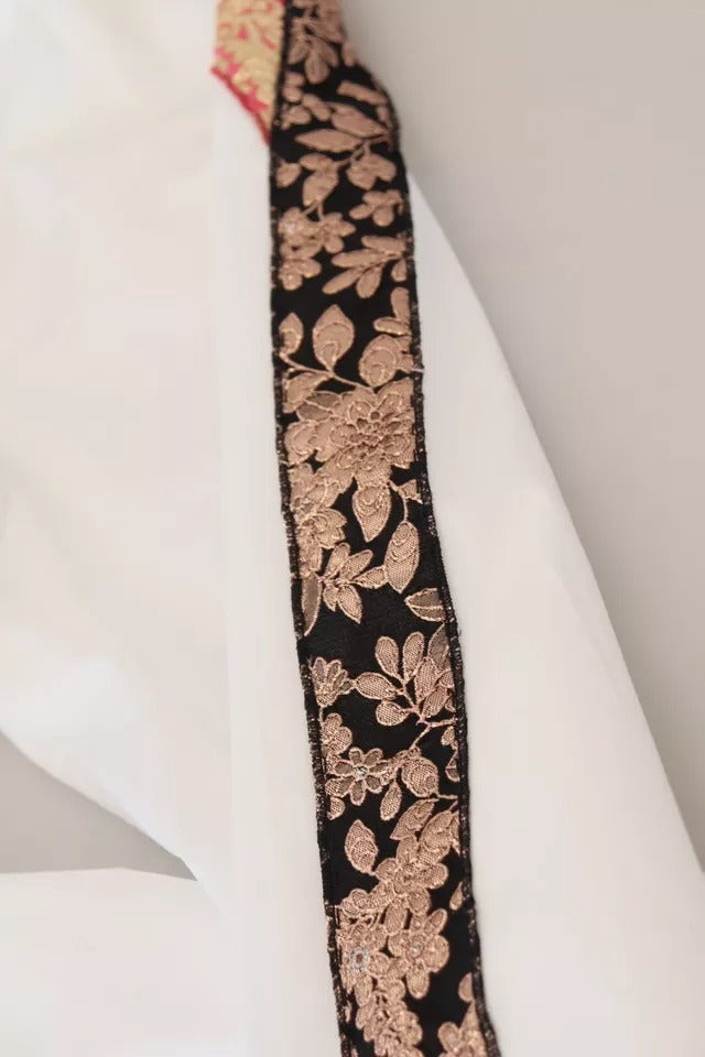 Dolce & Gabbana White Jacquard Cotton Blend Mid Waist Pants LUNESCAPE