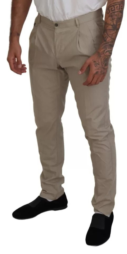 Dolce & Gabbana Beige Cotton Chino Men Formal Pants LUNESCAPE
