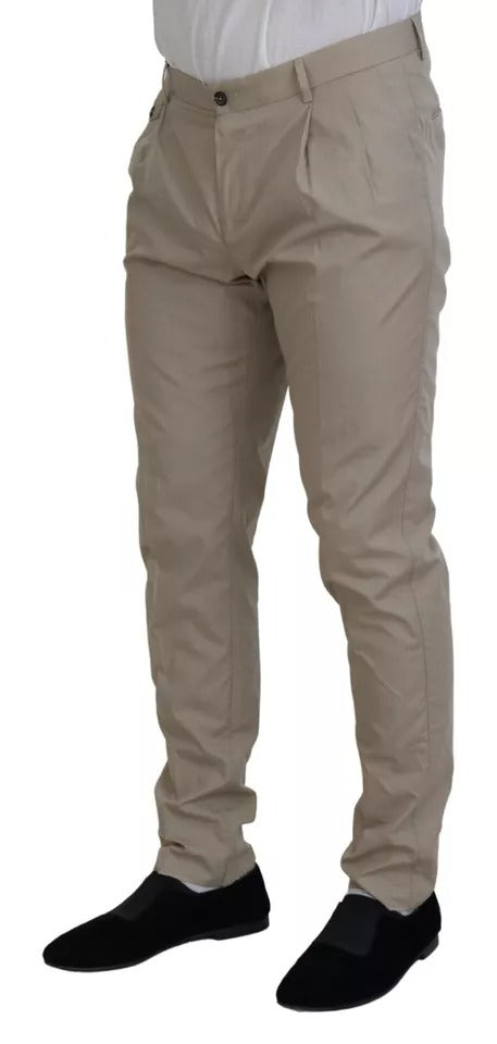 Dolce & Gabbana Beige Cotton Chino Men Formal Pants LUNESCAPE