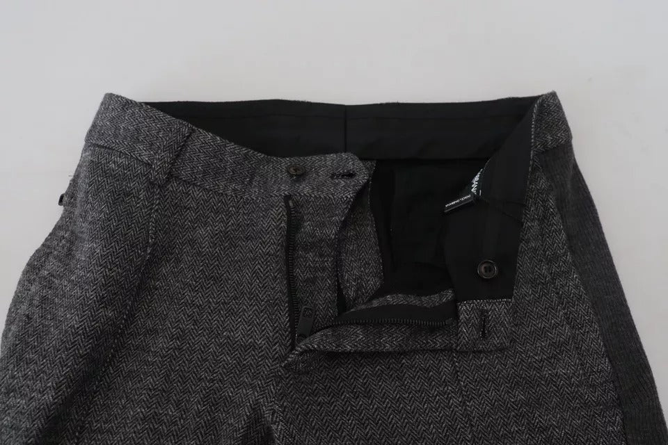 Dolce & Gabbana Gray Chevron Viscose Skinny Pants LUNESCAPE
