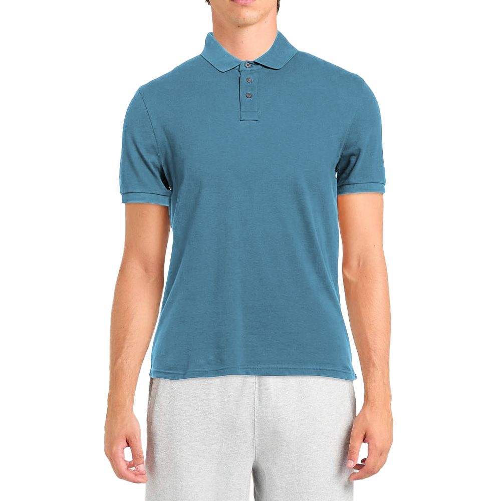 Alpha Studio Light Blue Cotton Men Polo Shirt LUNESCAPE