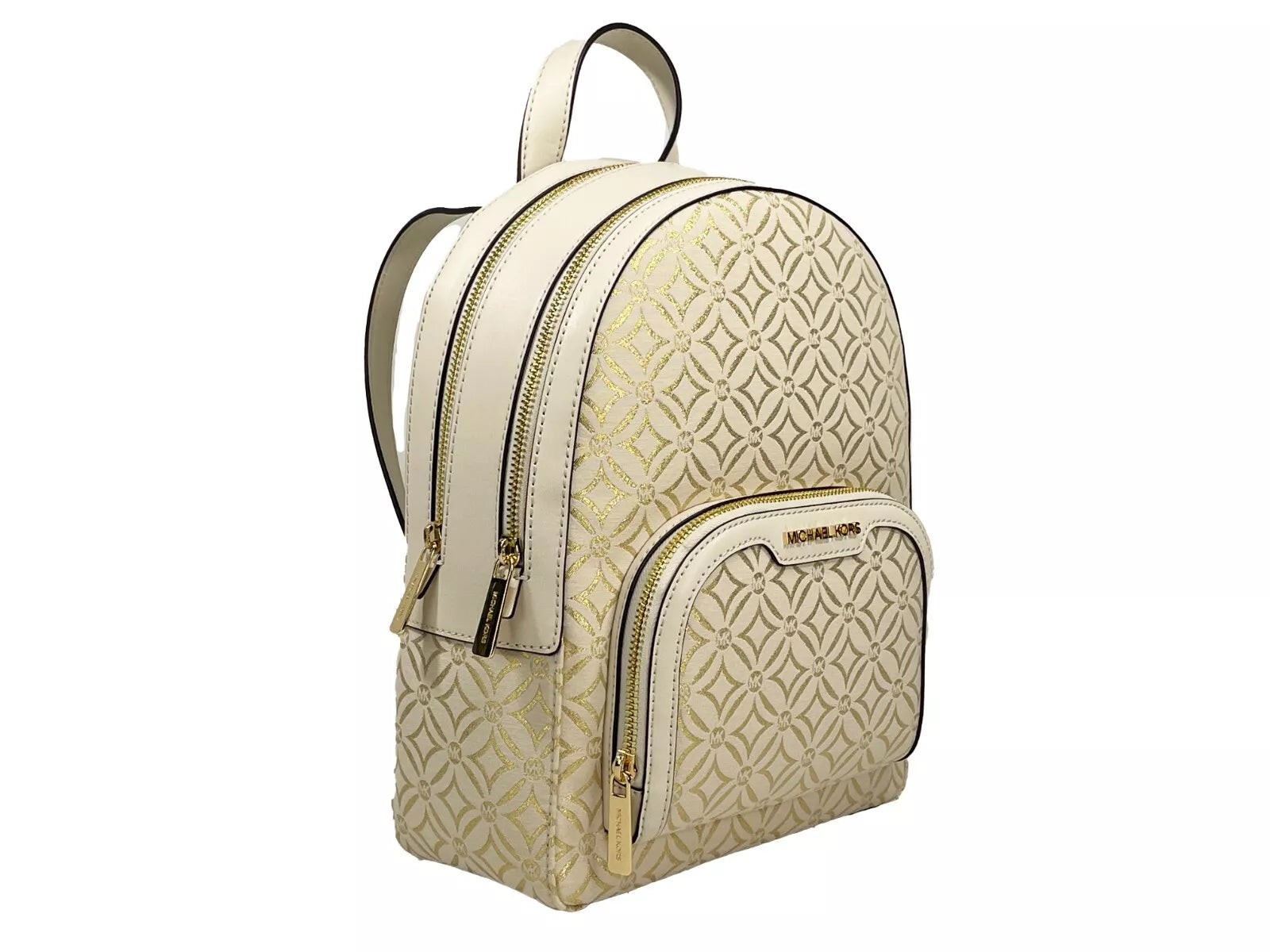 Michael Kors Jaycee Medium Zip Pocket Backpack Bag Cream Gold LUNESCAPE