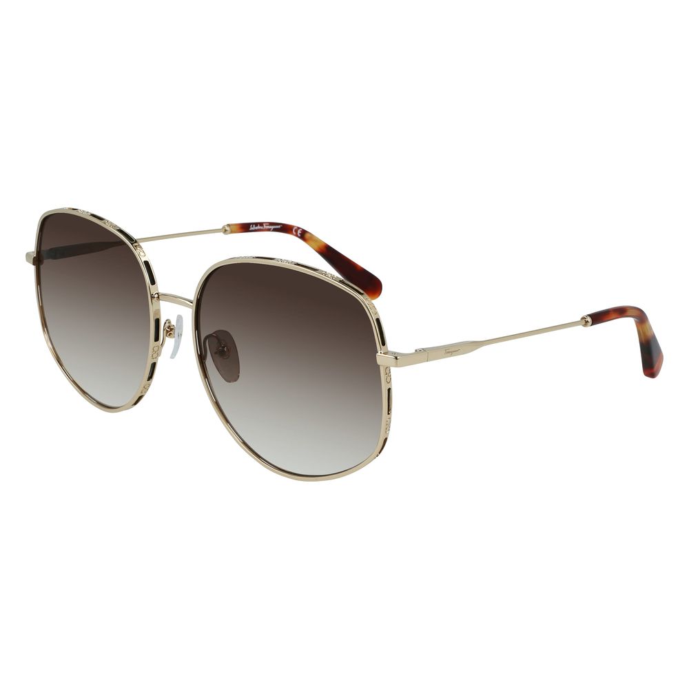 Salvatore Ferragamo Gold Metal Sunglasses LUNESCAPE