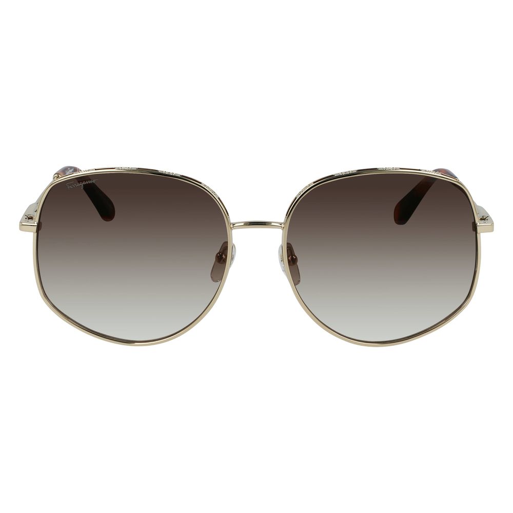 Salvatore Ferragamo Gold Metal Sunglasses LUNESCAPE