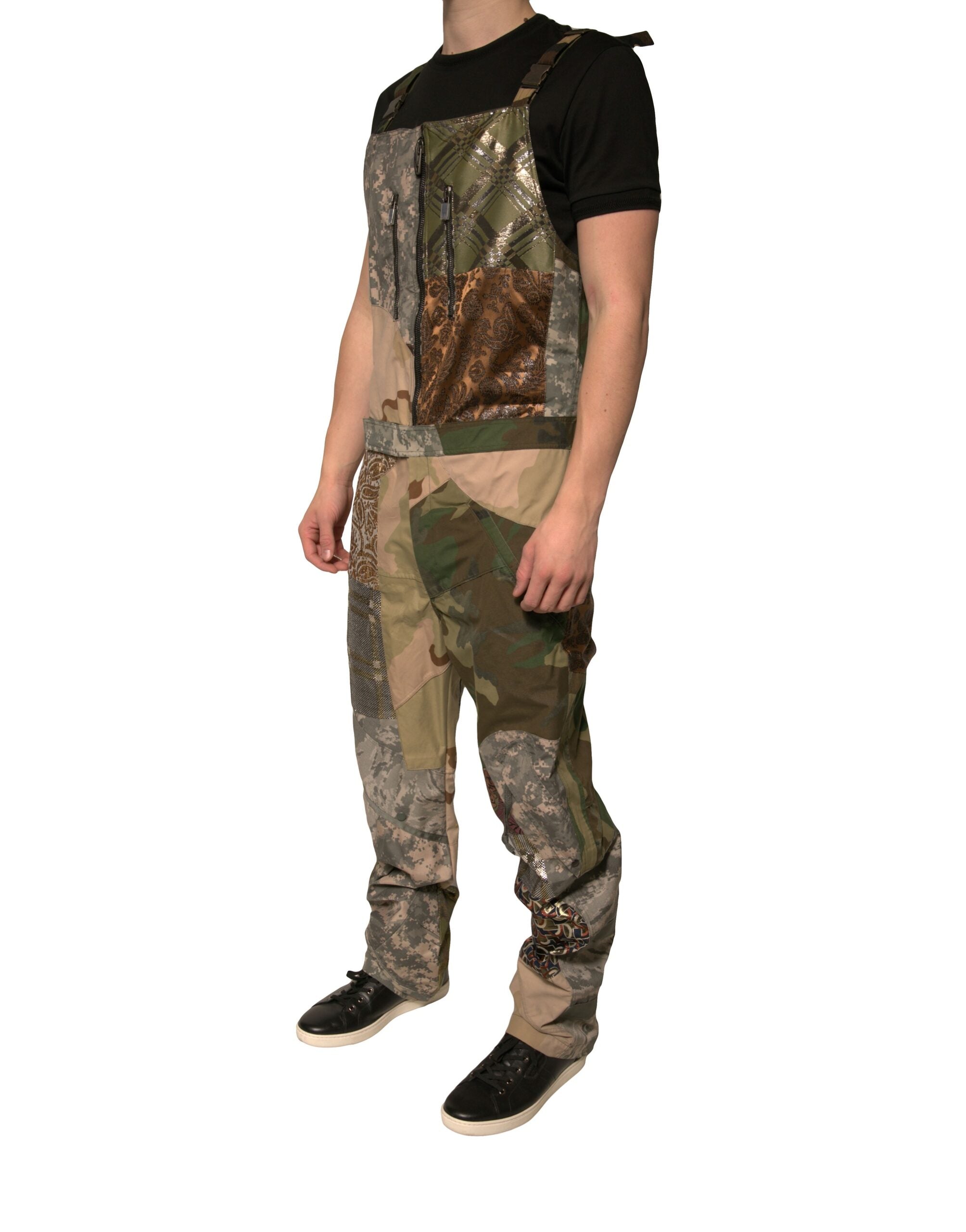 Dolce & Gabbana Multicolor Patchwork Camouflage Overall Pants LUNESCAPE