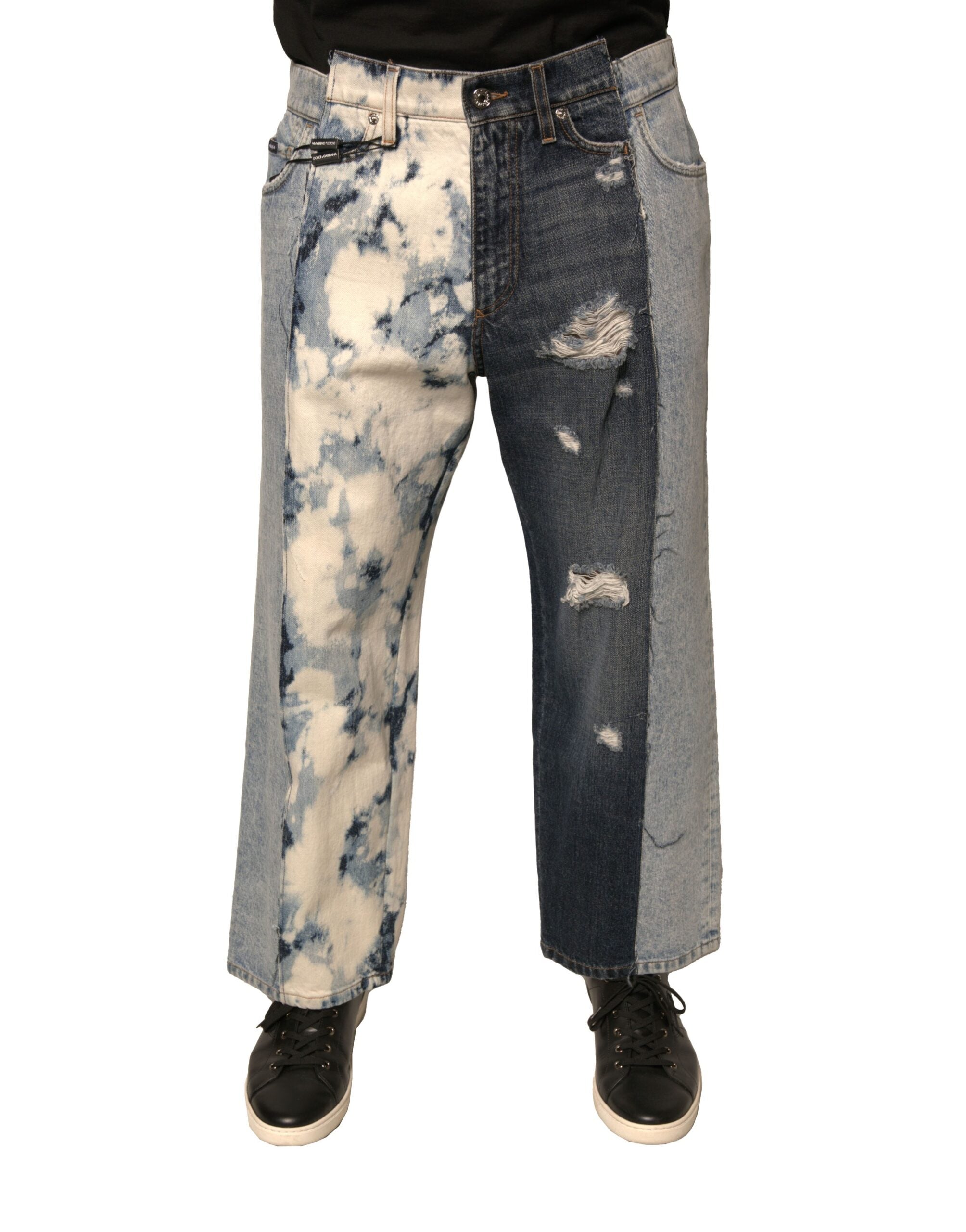 Dolce & Gabbana Multicolor Patchwork Cotton Straight Men Denim Jeans LUNESCAPE