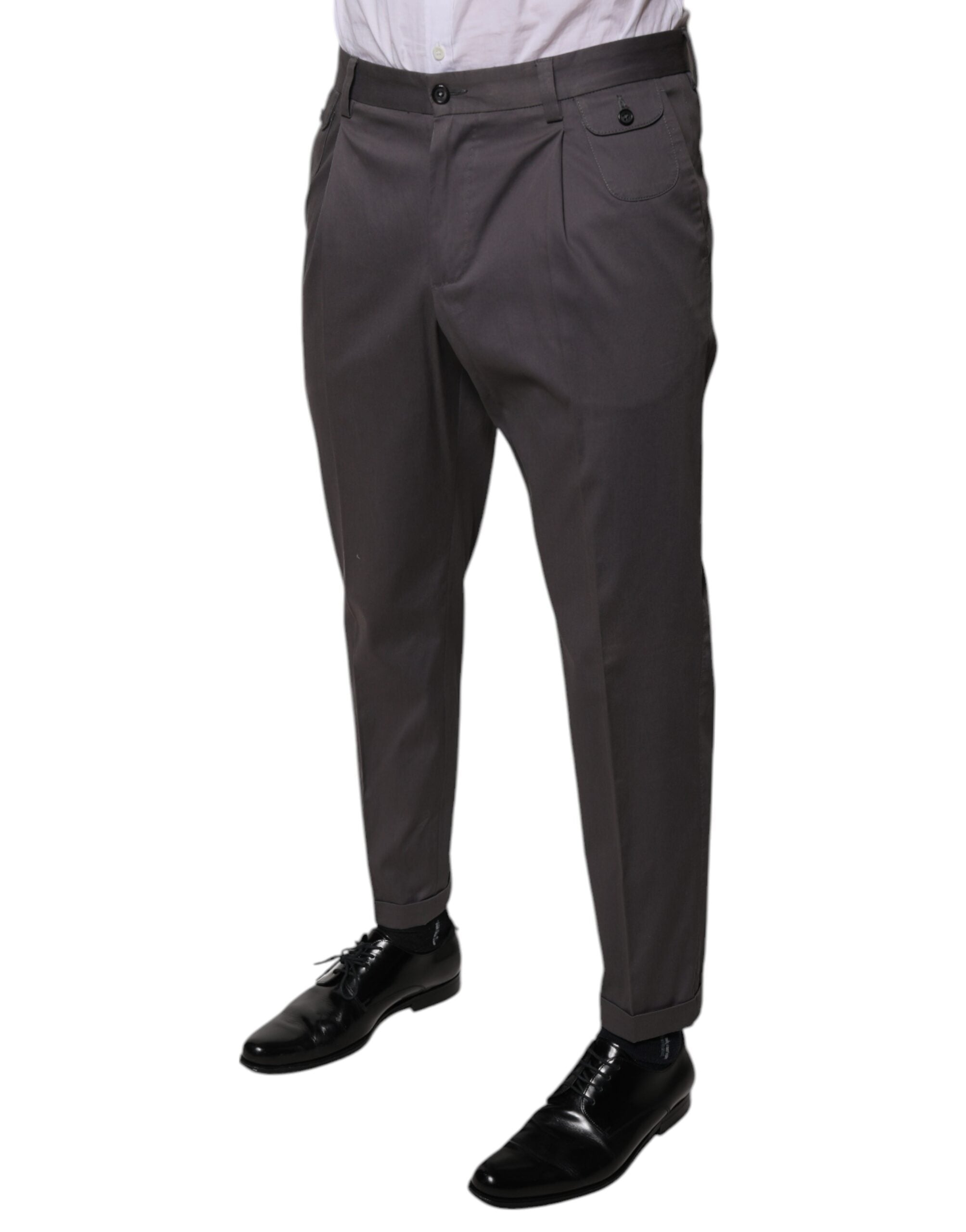 Dolce & Gabbana Dark Gray Mid Waist Dress Pants LUNESCAPE