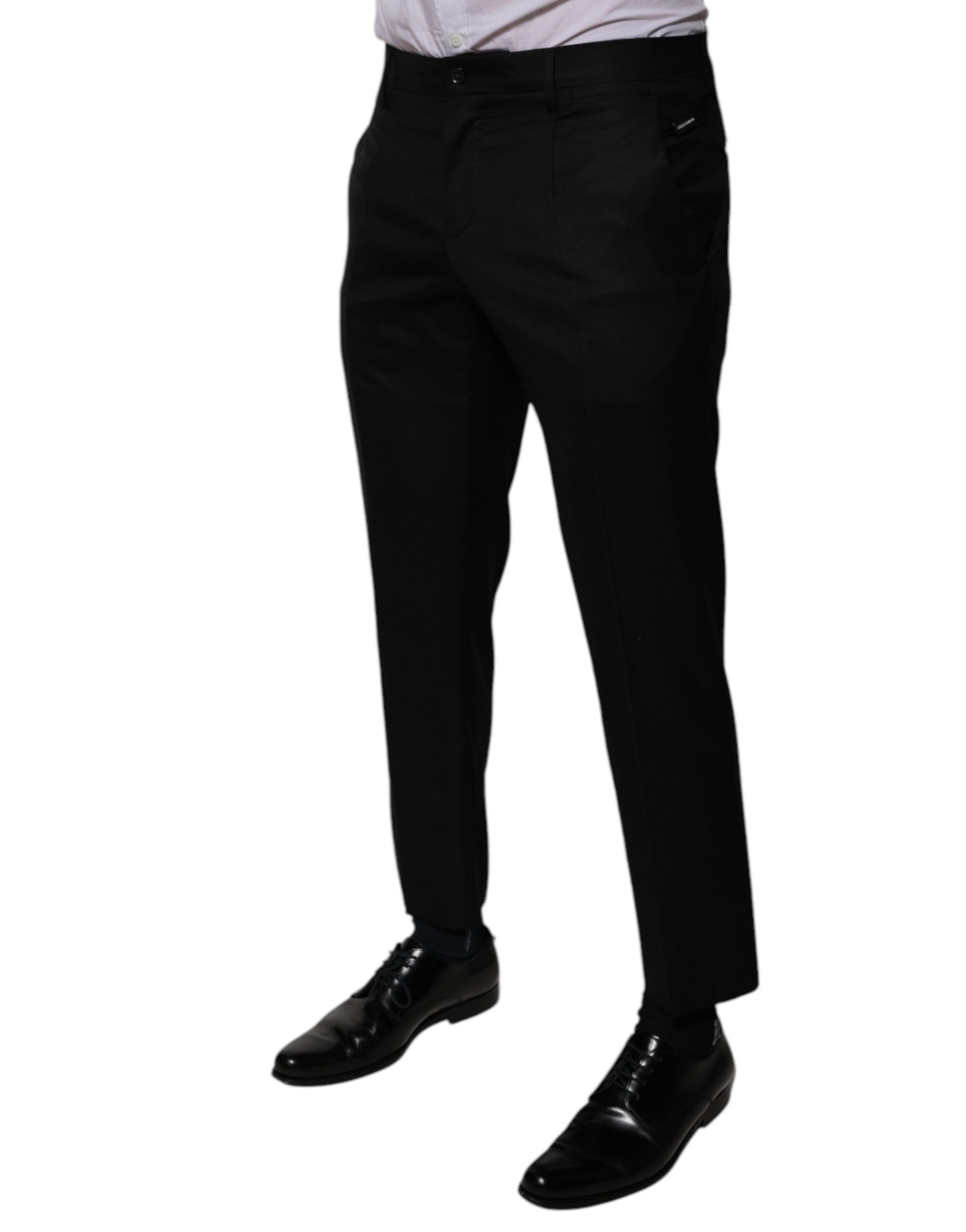 Dolce & Gabbana Black Wool Tapered Formal Dress Pants LUNESCAPE