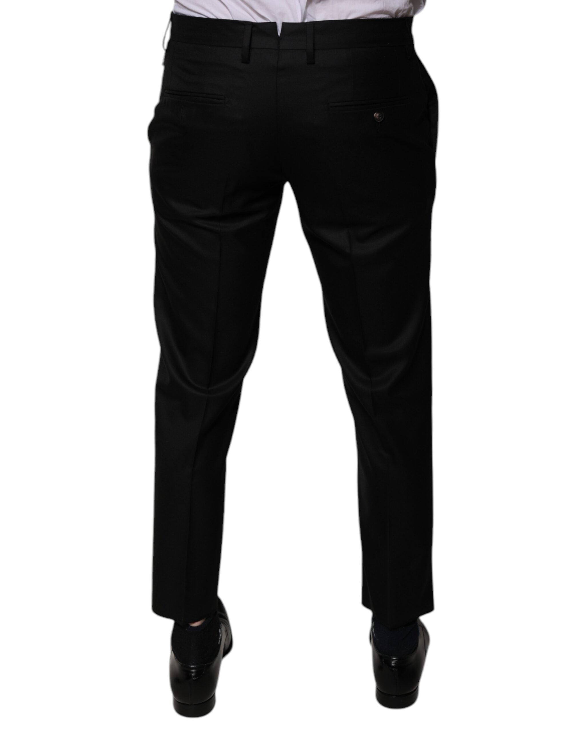 Dolce & Gabbana Black Wool Tapered Formal Dress Pants LUNESCAPE