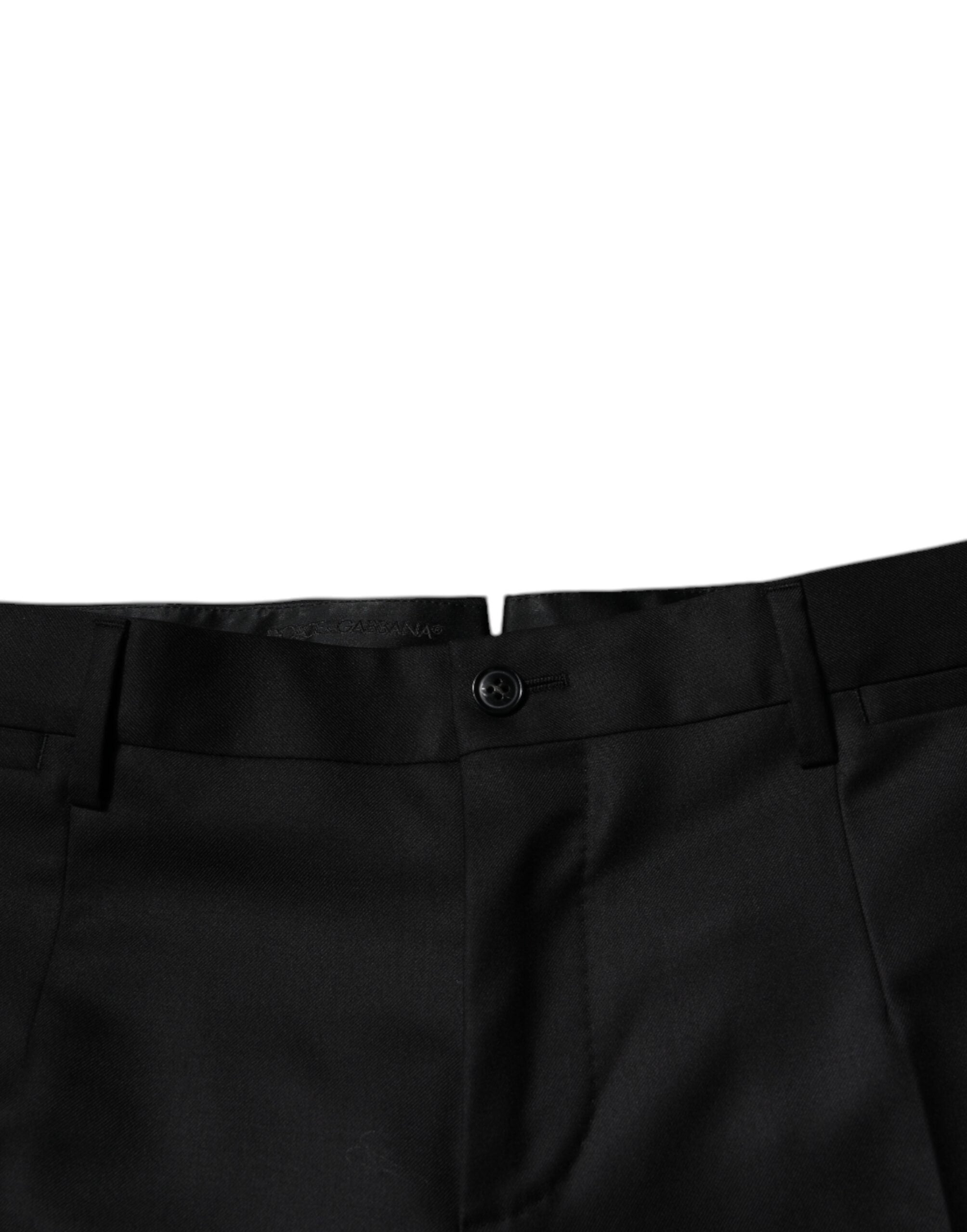 Dolce & Gabbana Black Wool Tapered Formal Dress Pants LUNESCAPE