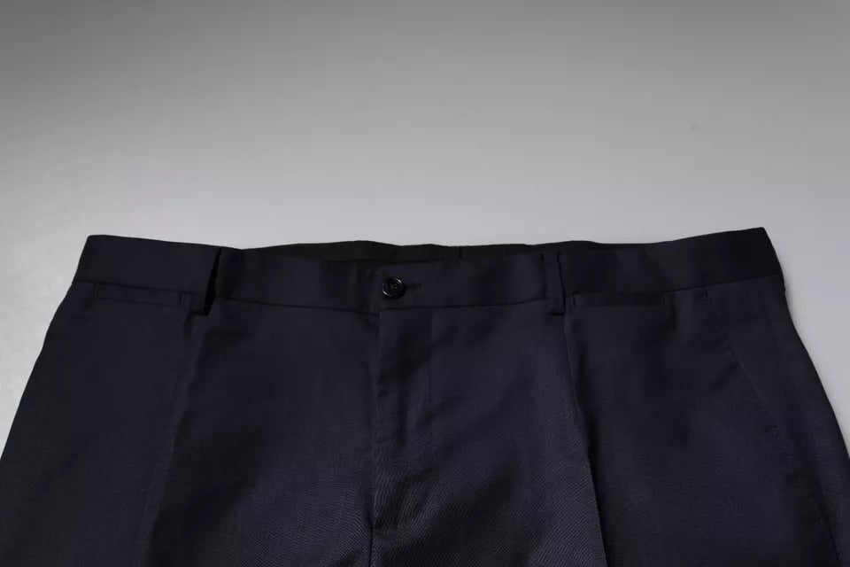 Dolce & Gabbana Dark Blue Tapered Formal Dress Pants LUNESCAPE