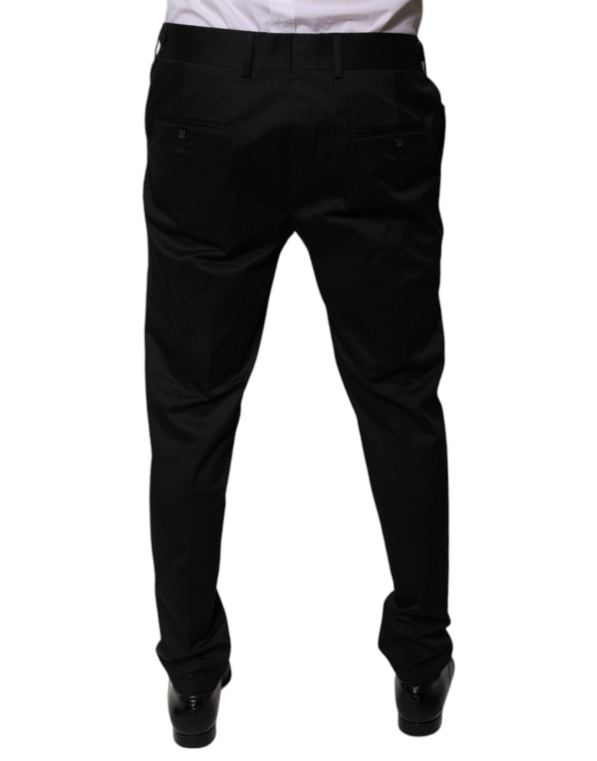 Dolce & Gabbana Black Cotton Tapered Formal Dress Pants LUNESCAPE
