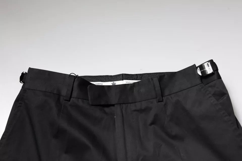 Dolce & Gabbana Black Cotton Tapered Formal Dress Pants LUNESCAPE