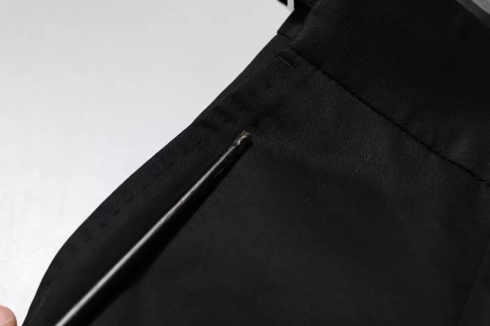Dolce & Gabbana Black Cotton Tapered Formal Dress Pants LUNESCAPE
