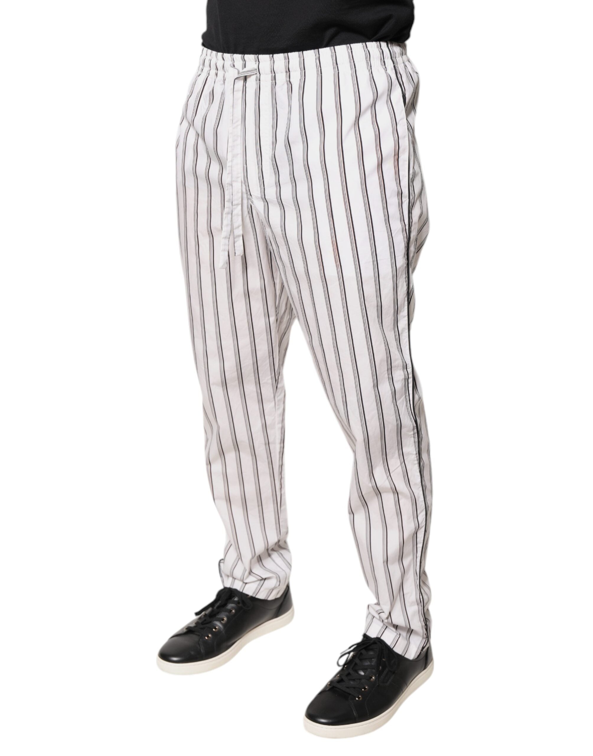 Dolce & Gabbana White Stripes Cotton Skinny Dress Pants LUNESCAPE