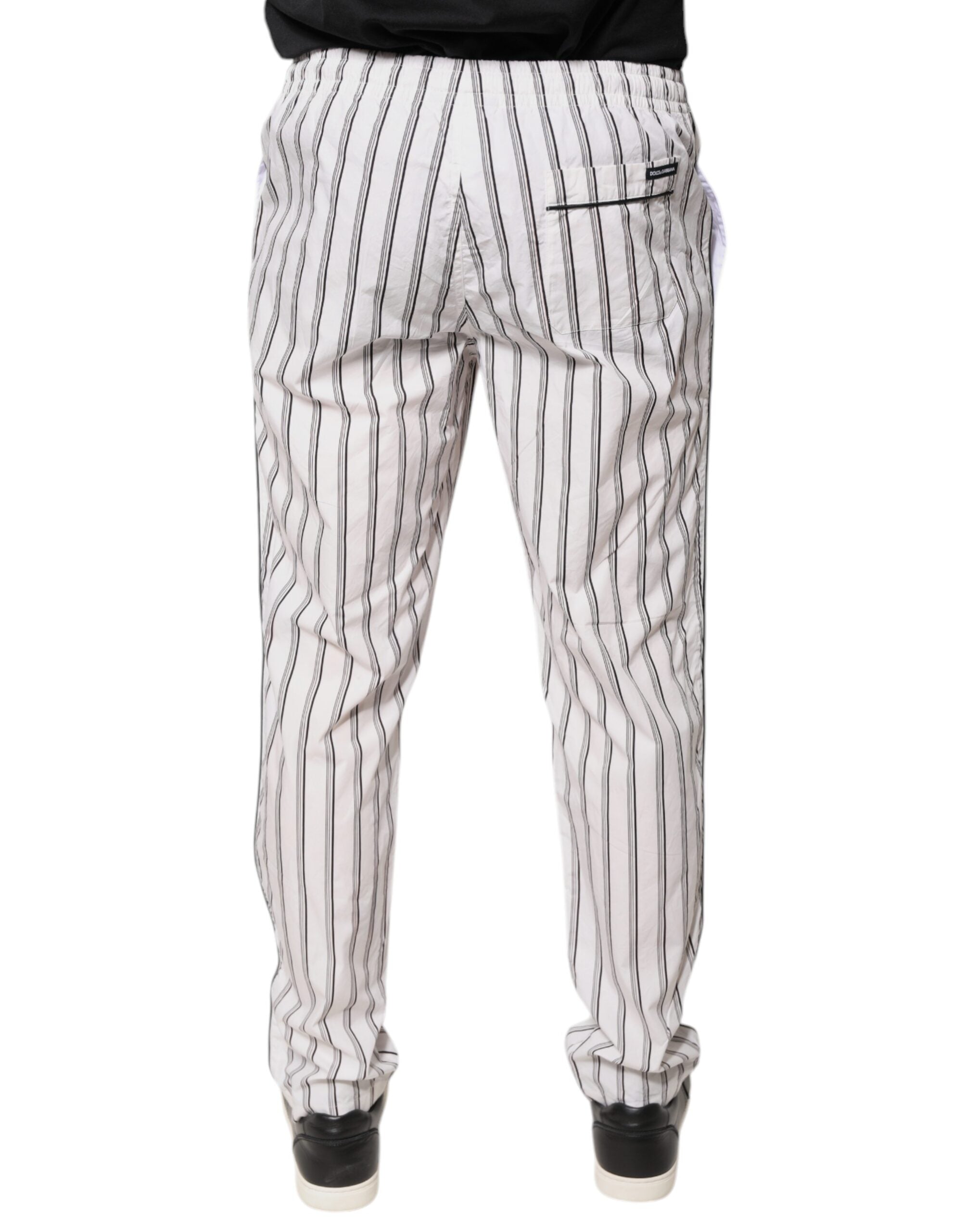 Dolce & Gabbana White Stripes Cotton Skinny Dress Pants LUNESCAPE