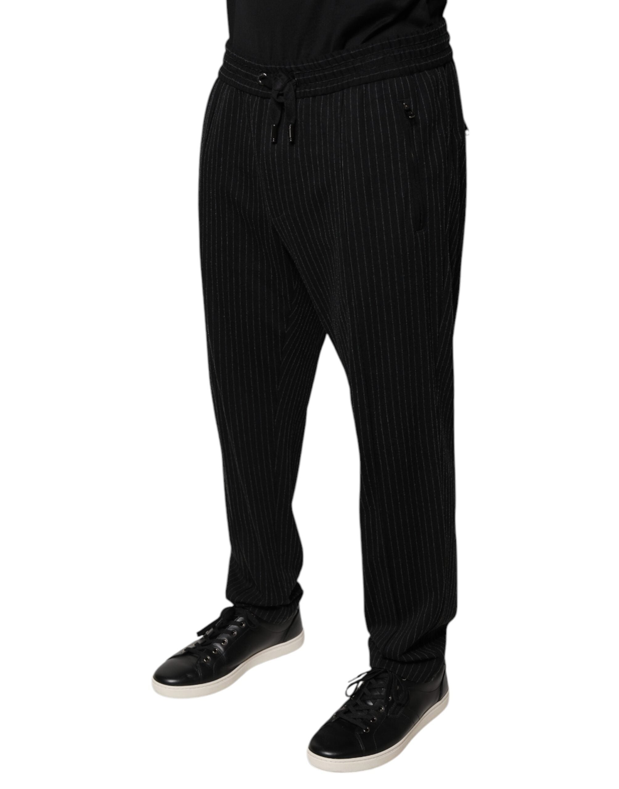 Dolce & Gabbana Black Stripes Viscose Skinny Dress Pants LUNESCAPE