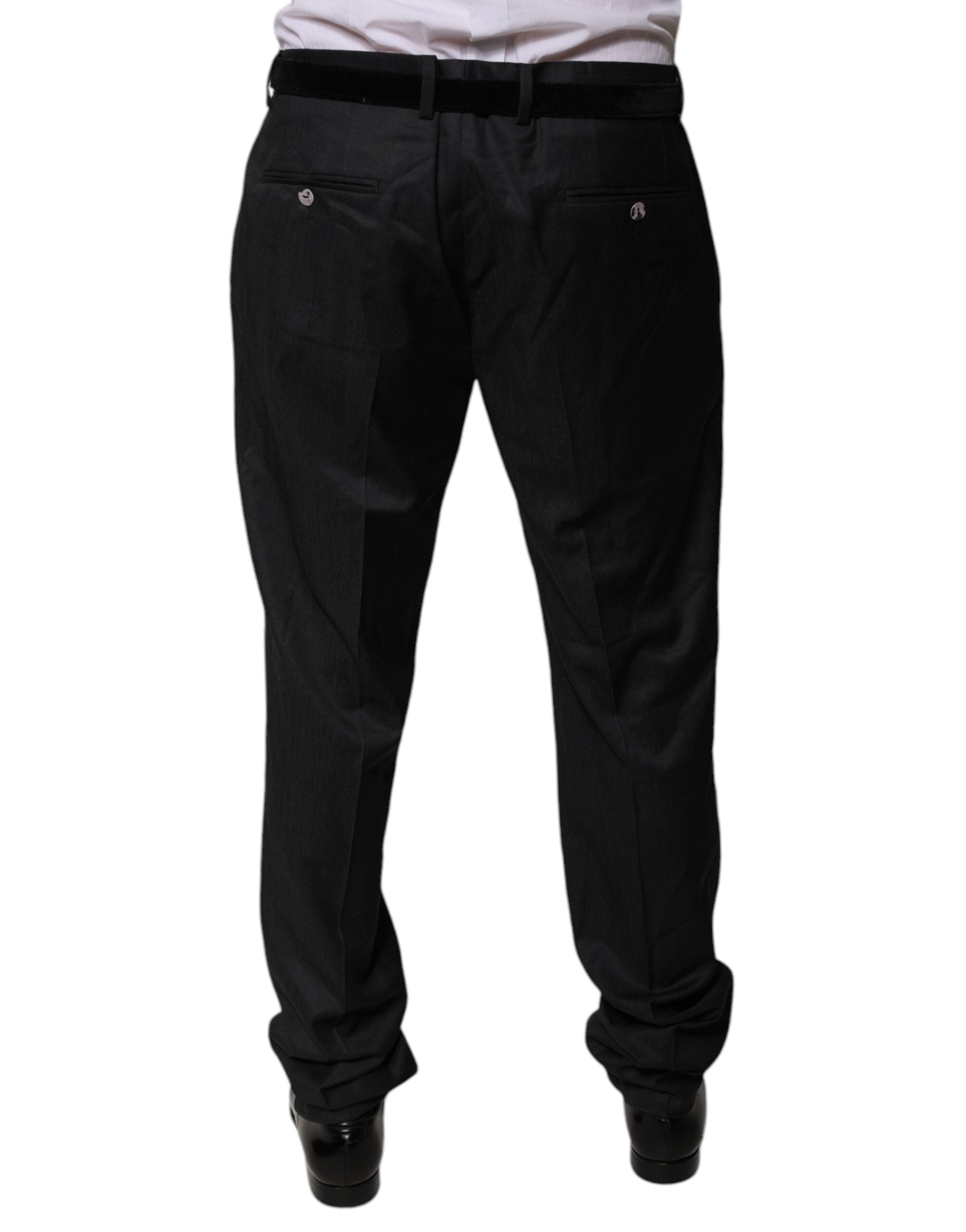 Dolce & Gabbana Black Wool Tapered Formal Dress Pants LUNESCAPE