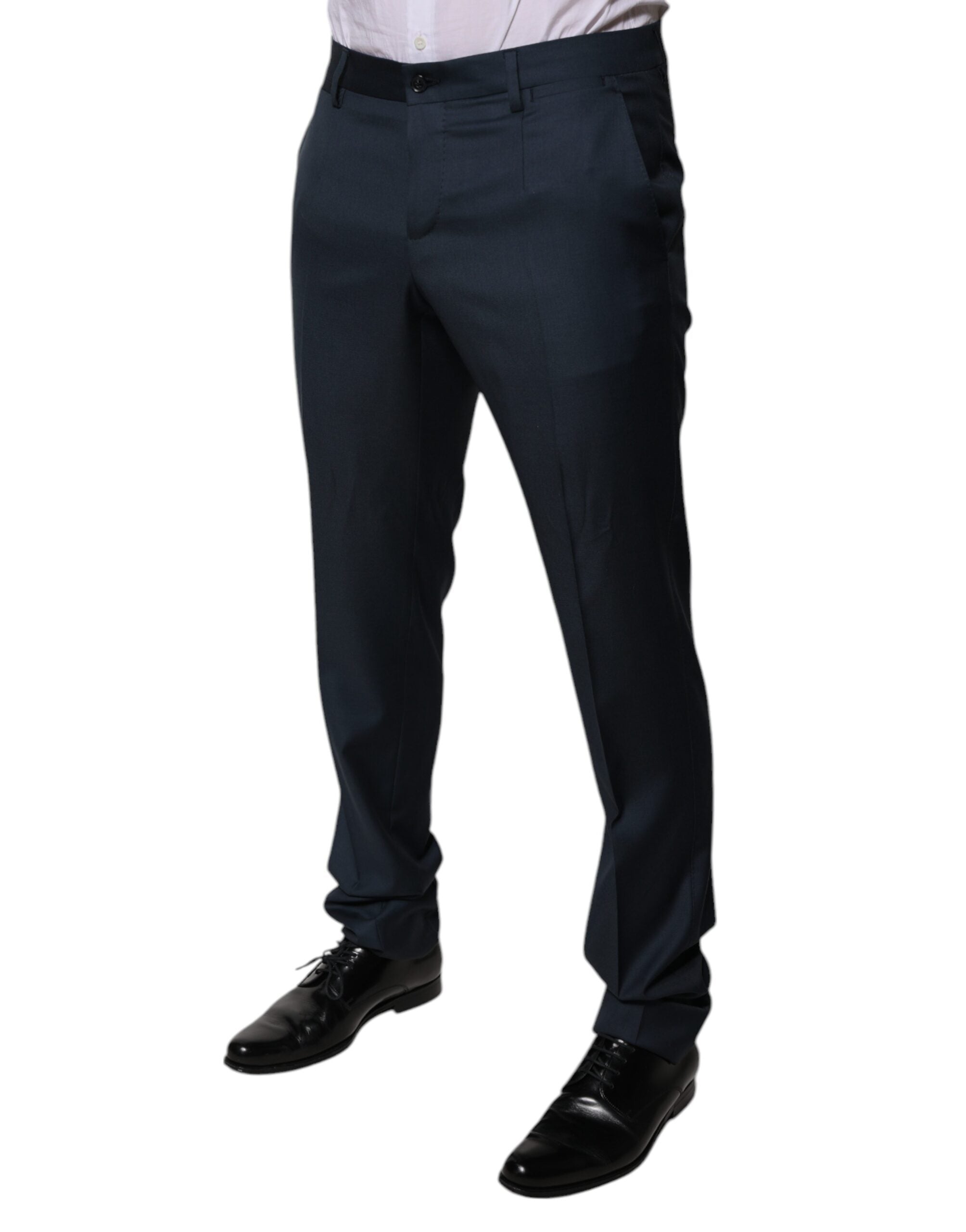 Dolce & Gabbana Blue Wool Tapered Formal Dress Pants LUNESCAPE