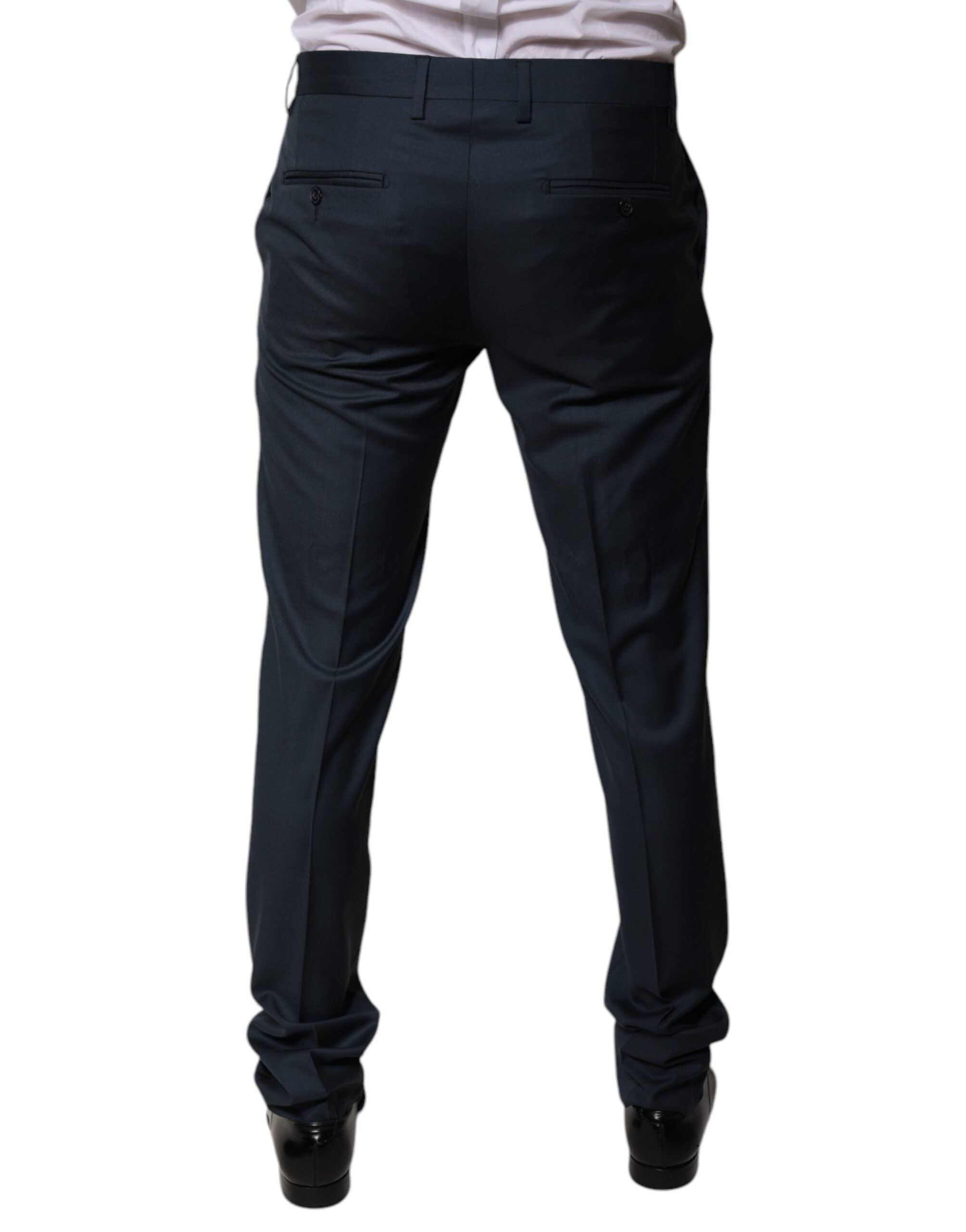 Dolce & Gabbana Blue Wool Tapered Formal Dress Pants LUNESCAPE