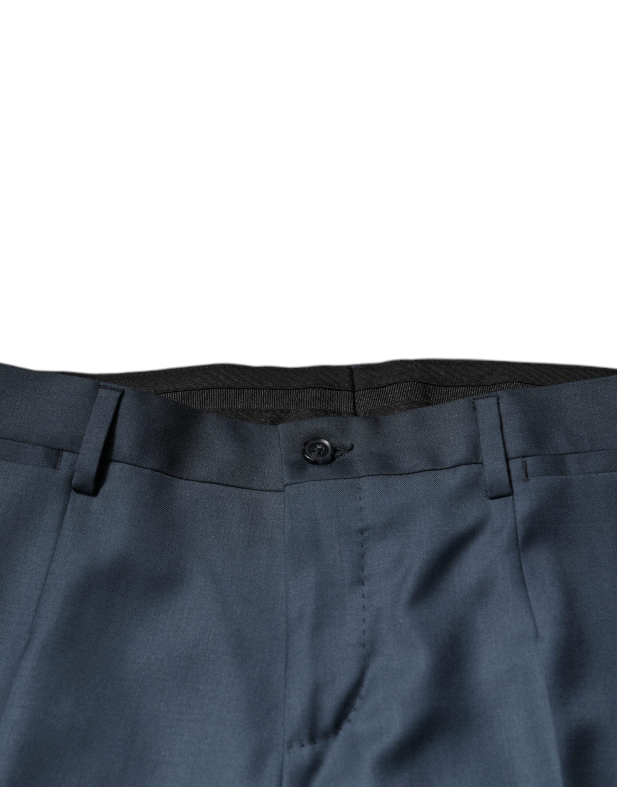 Dolce & Gabbana Blue Wool Tapered Formal Dress Pants LUNESCAPE