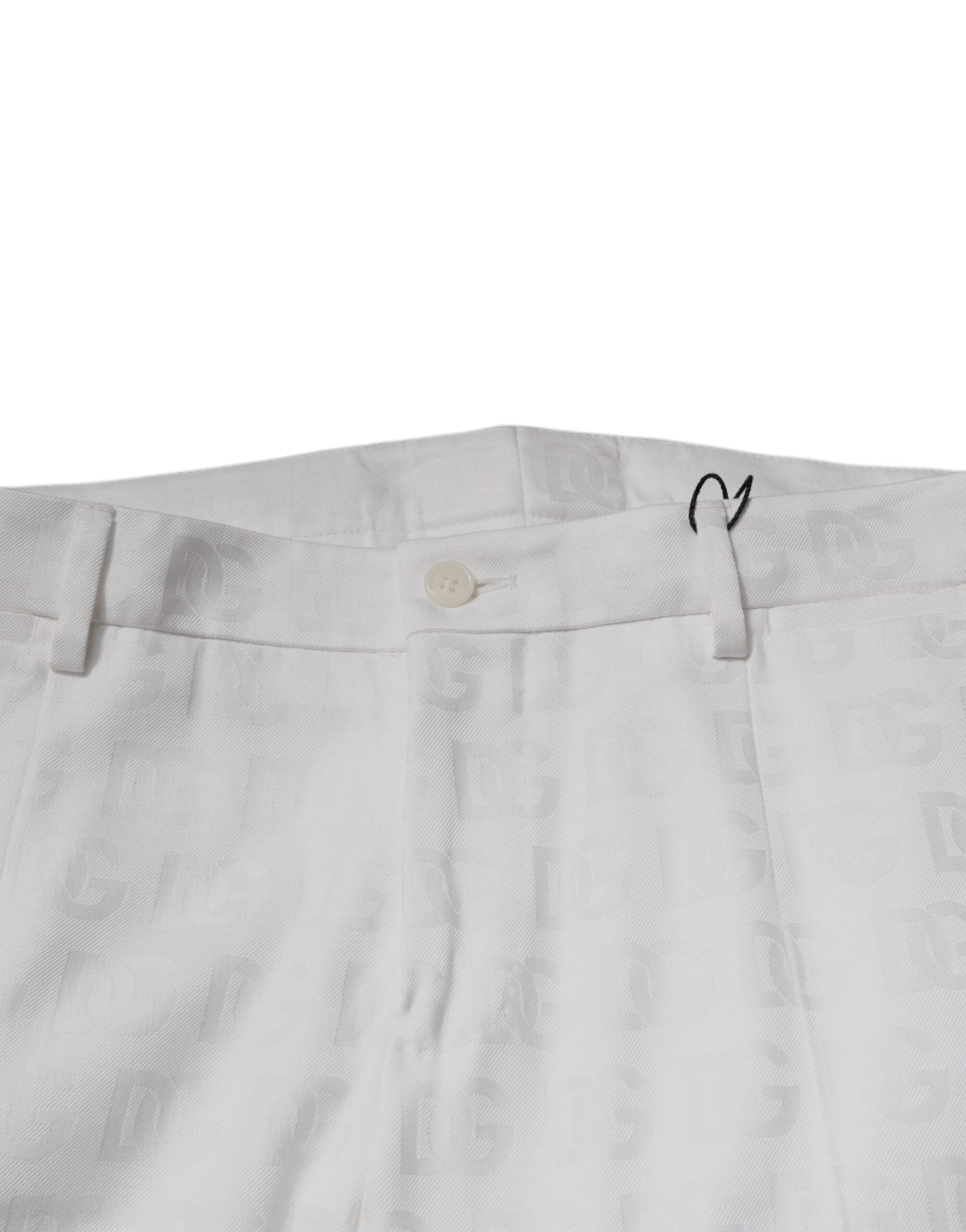 Dolce & Gabbana White Cotton Tapered Formal Dress Pants LUNESCAPE