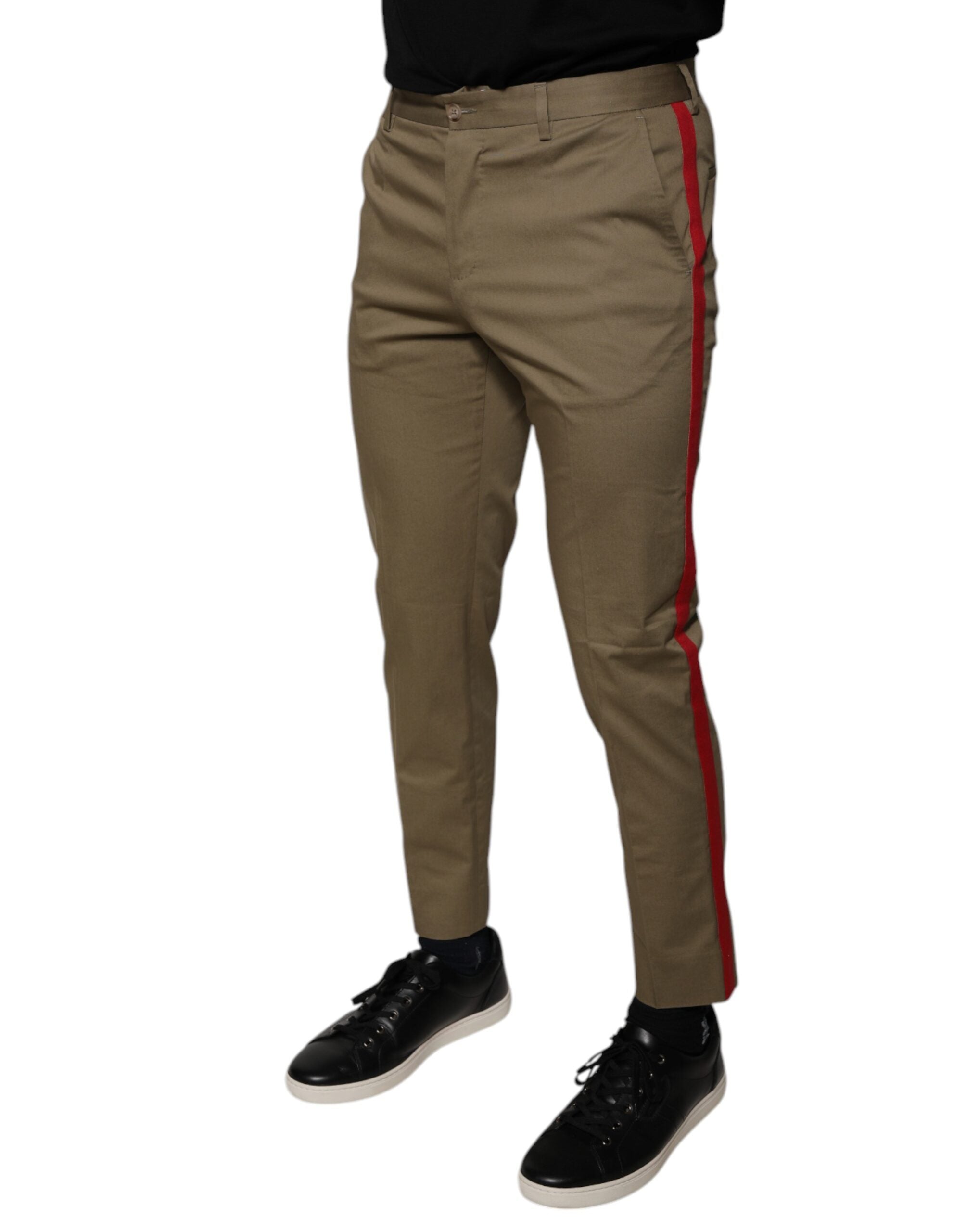 Dolce & Gabbana Brown Logo Men Casual Tapered Pants LUNESCAPE