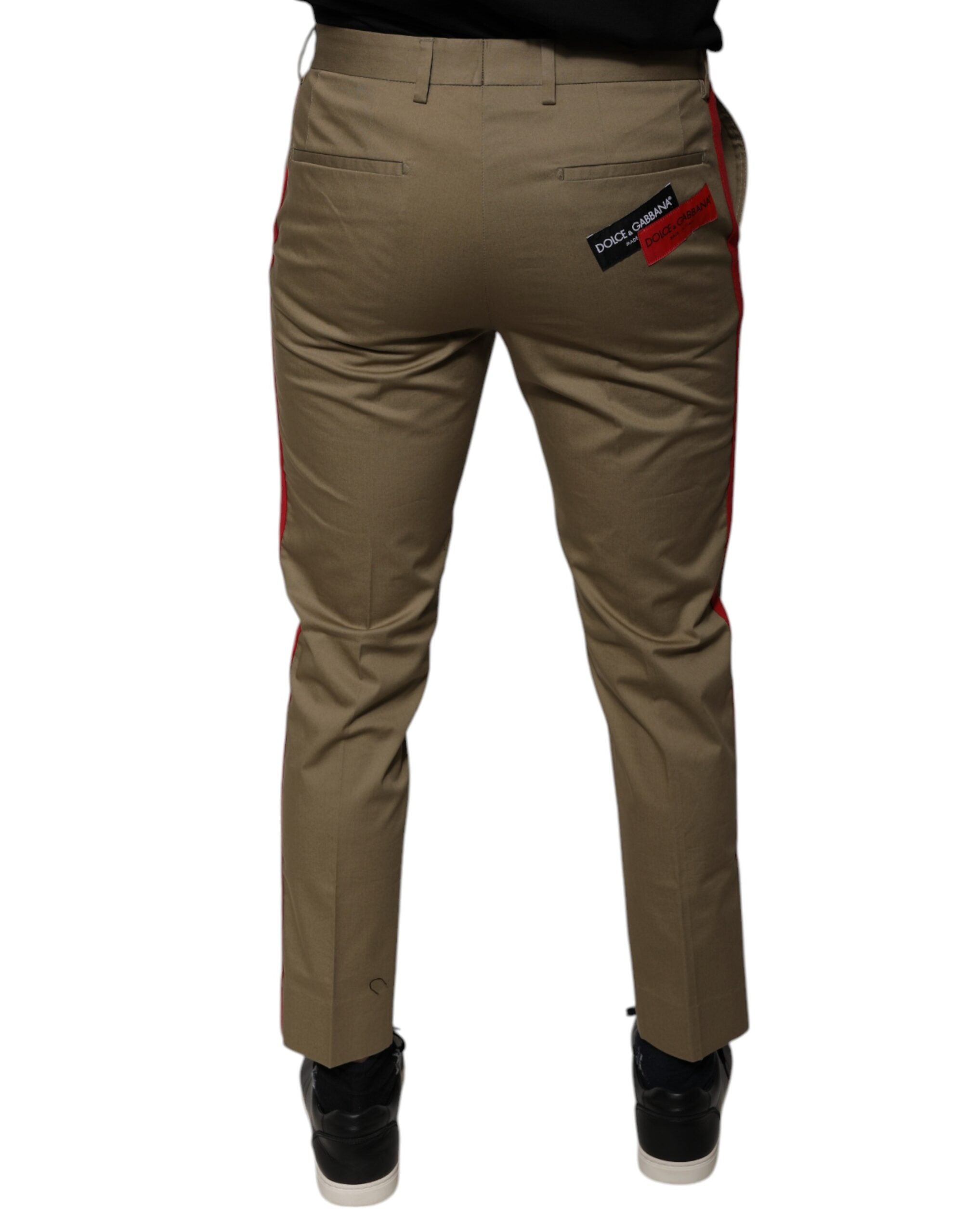 Dolce & Gabbana Brown Logo Men Casual Tapered Pants LUNESCAPE