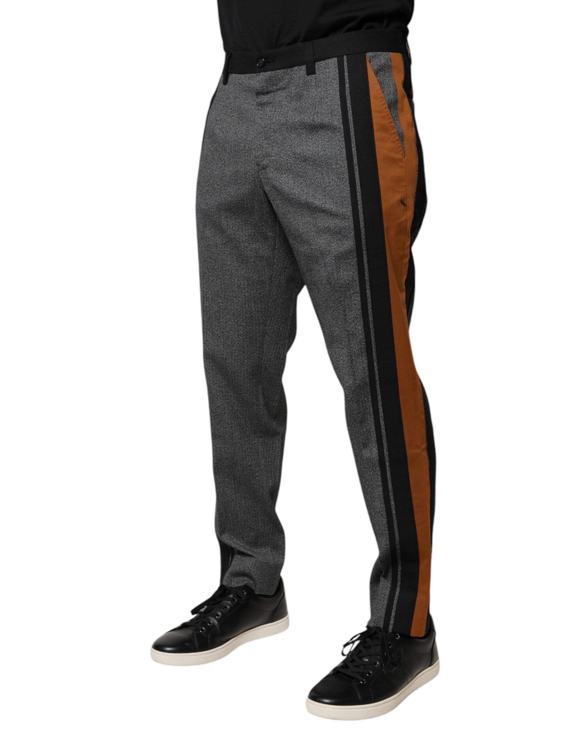 Dolce & Gabbana Multicolor Cotton Tapered Dress Formal Pants LUNESCAPE