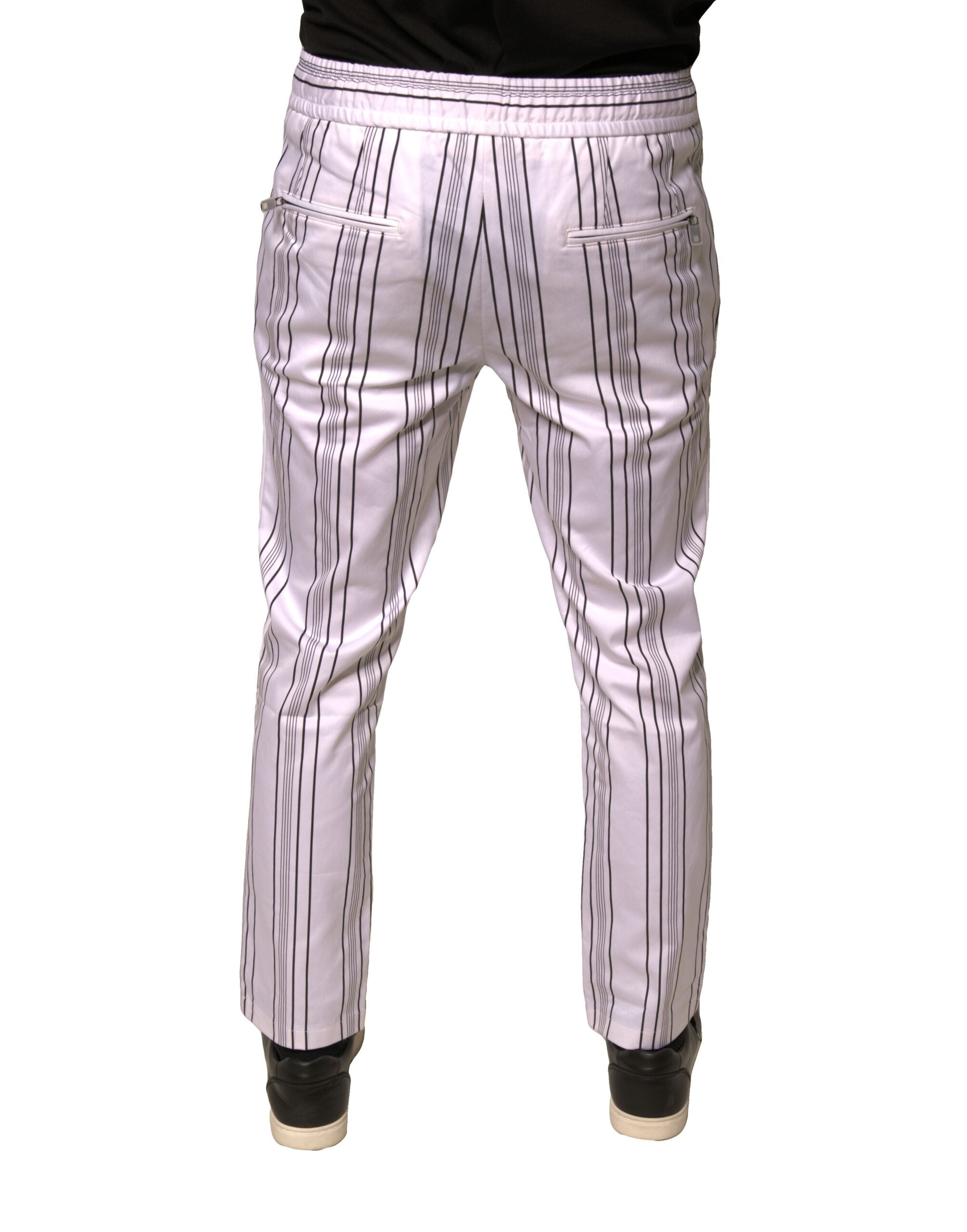 Dolce & Gabbana White Stripe Cotton Dress Skinny Pants LUNESCAPE