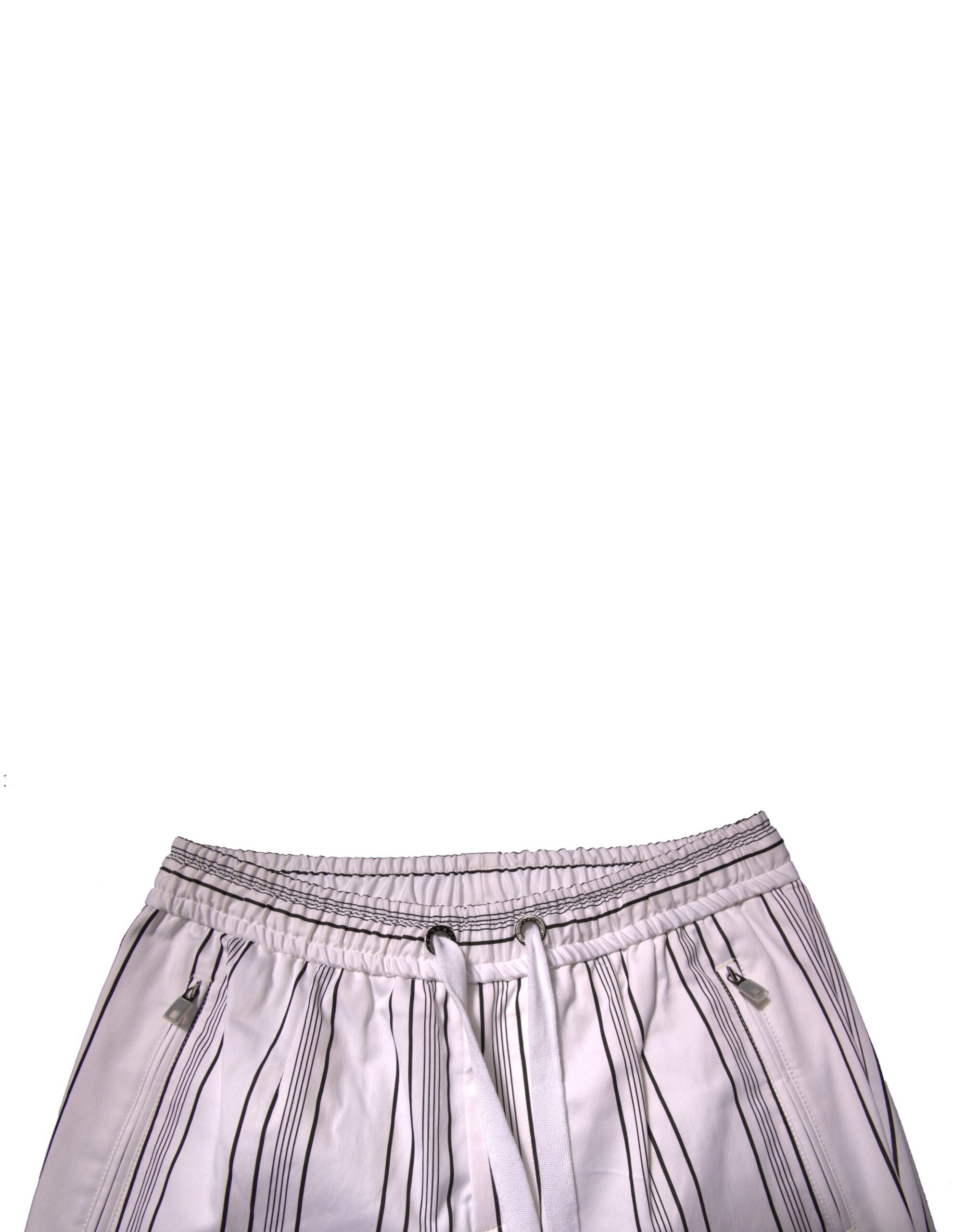 Dolce & Gabbana White Stripe Cotton Dress Skinny Pants LUNESCAPE