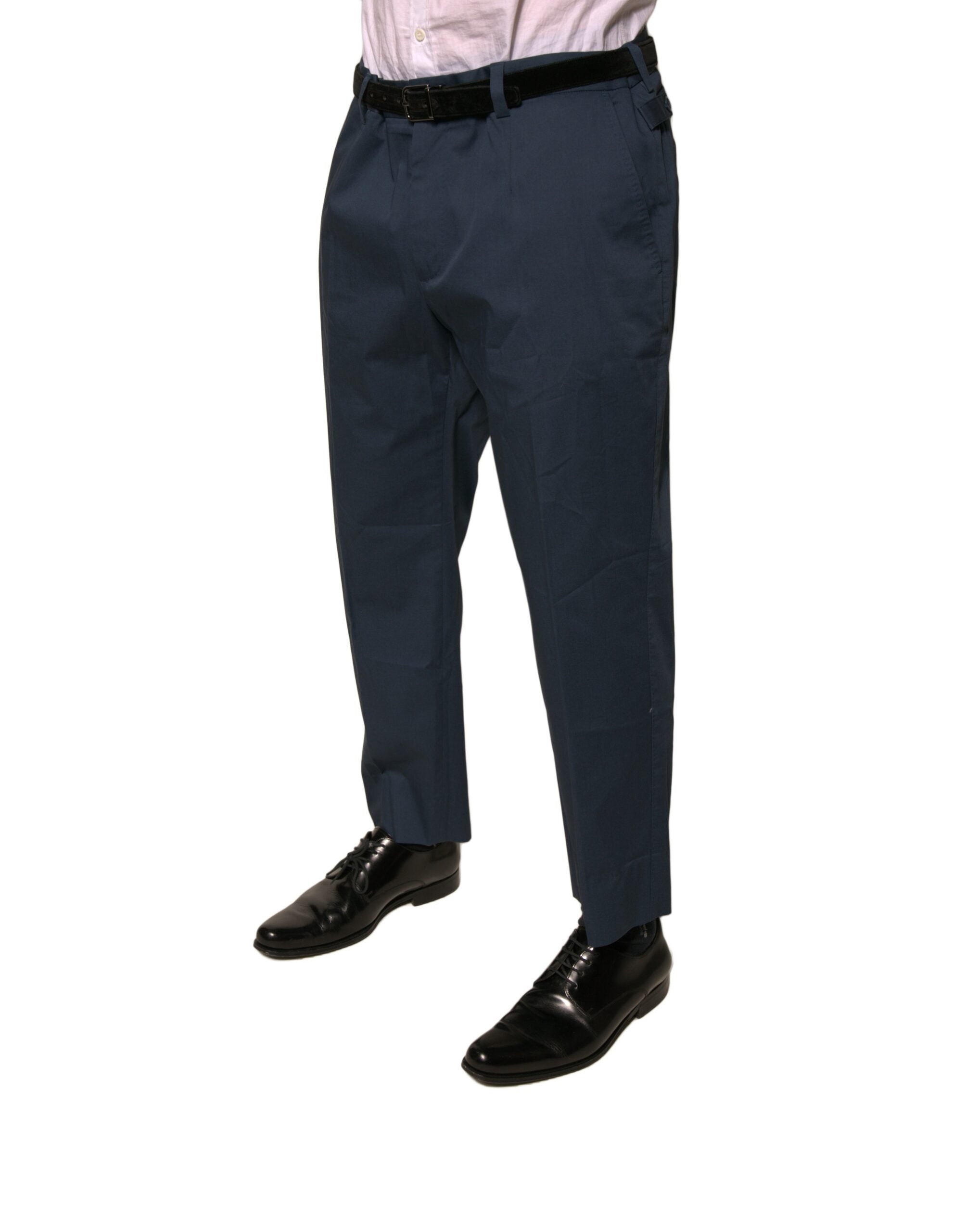 Dolce & Gabbana Blue Cotton Men Skinny Dress Pants LUNESCAPE