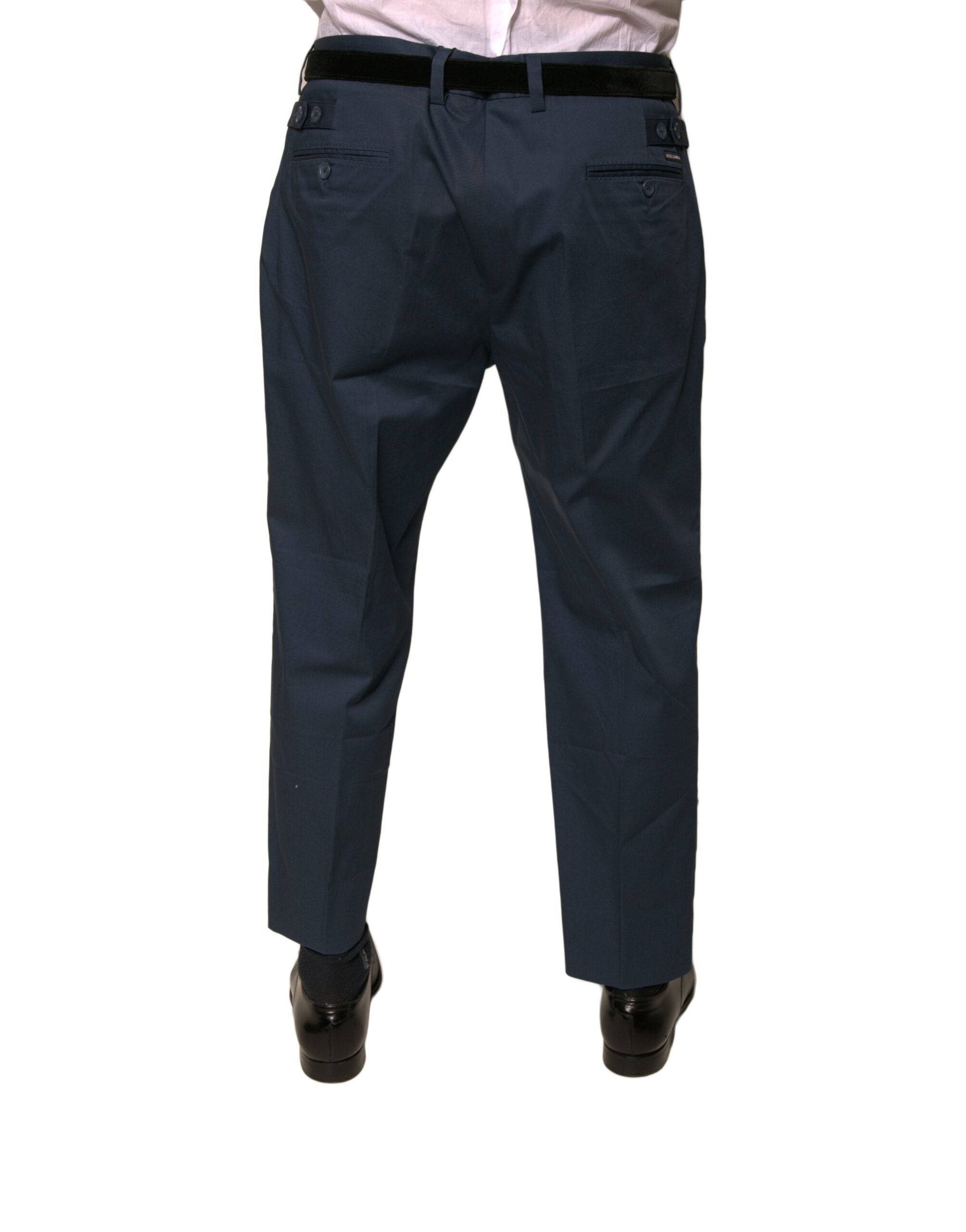 Dolce & Gabbana Blue Cotton Men Skinny Dress Pants LUNESCAPE