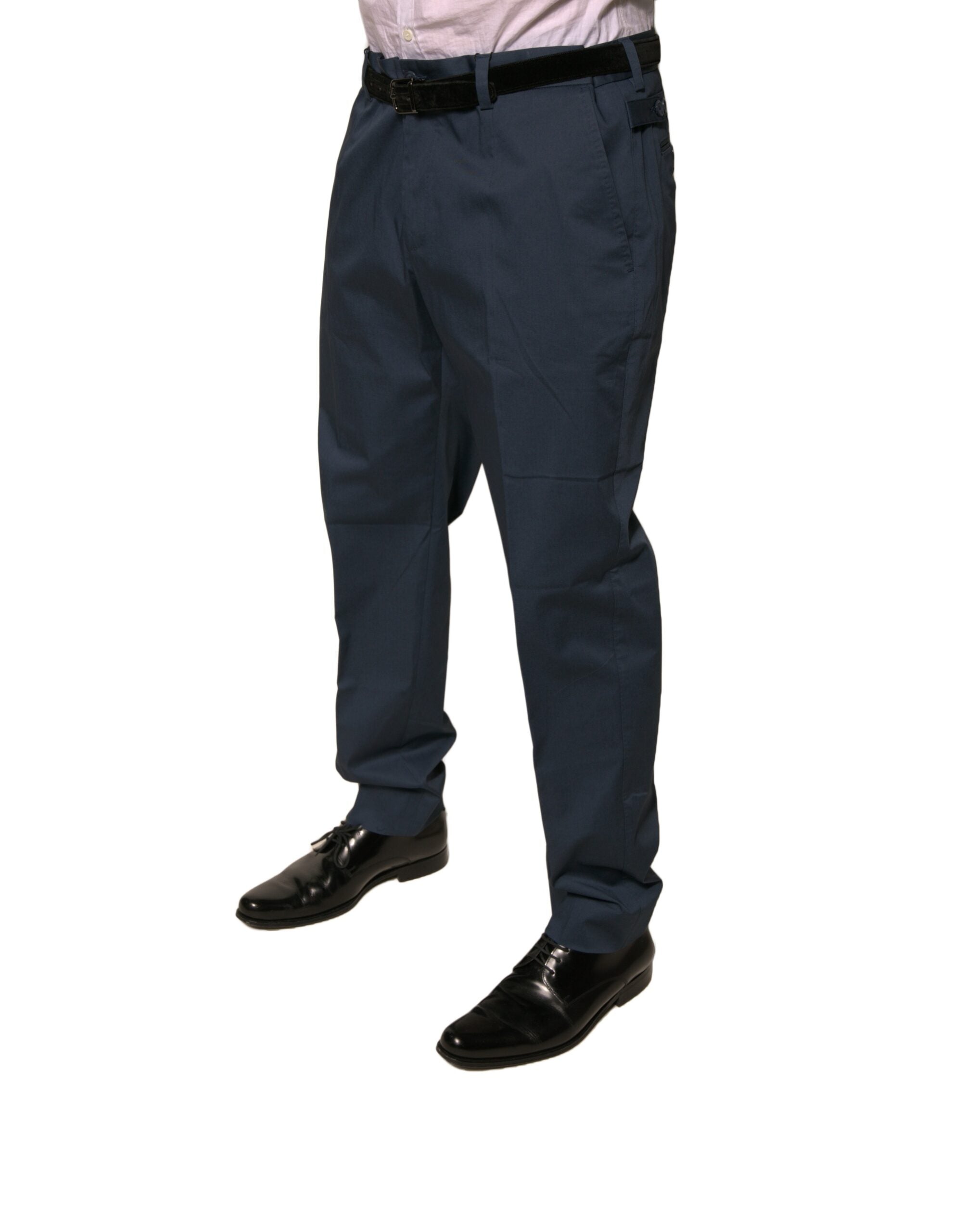 Dolce & Gabbana Dark Blue Cotton Stretch Skinny Men Dress Pants LUNESCAPE