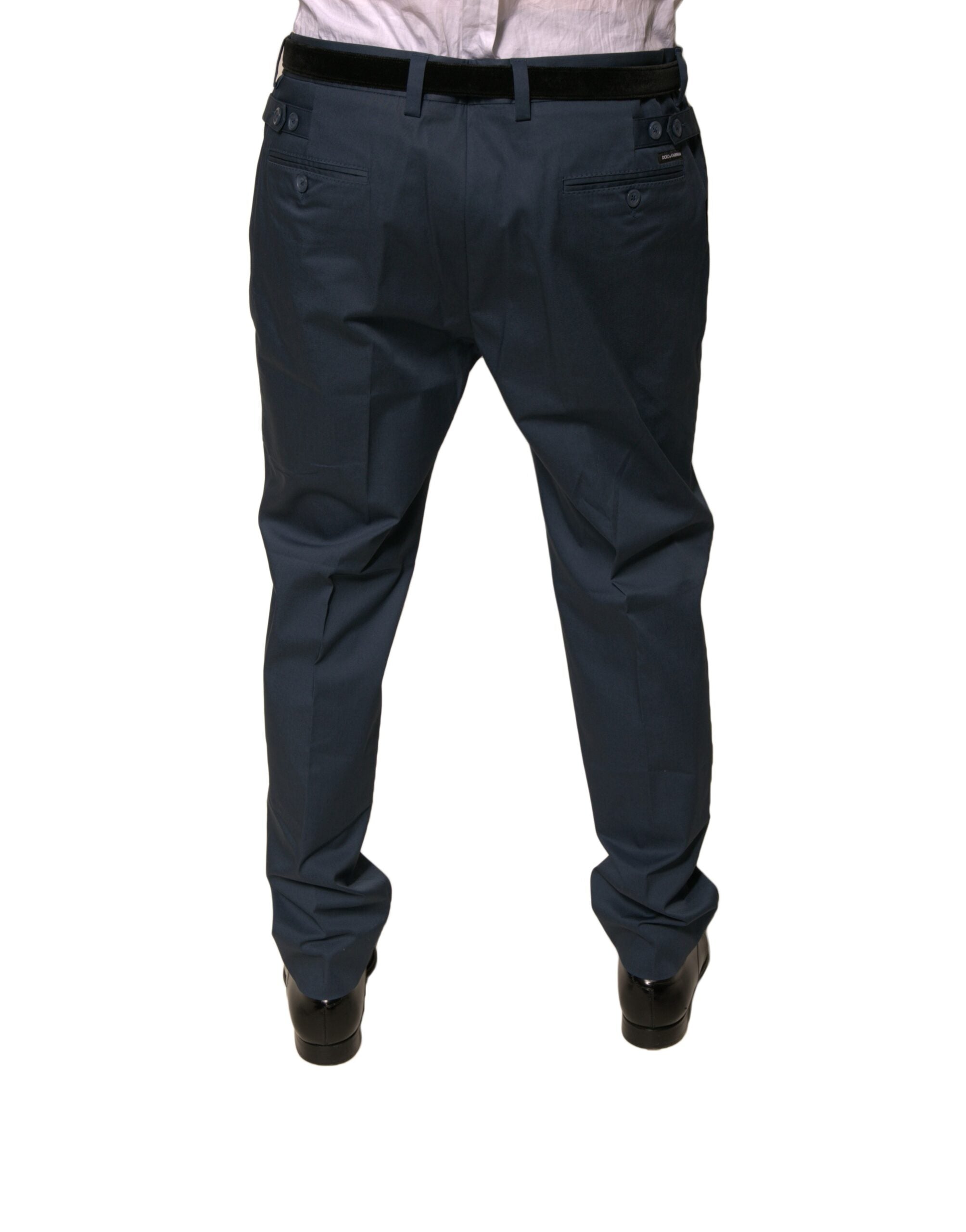 Dolce & Gabbana Dark Blue Cotton Stretch Skinny Men Dress Pants LUNESCAPE
