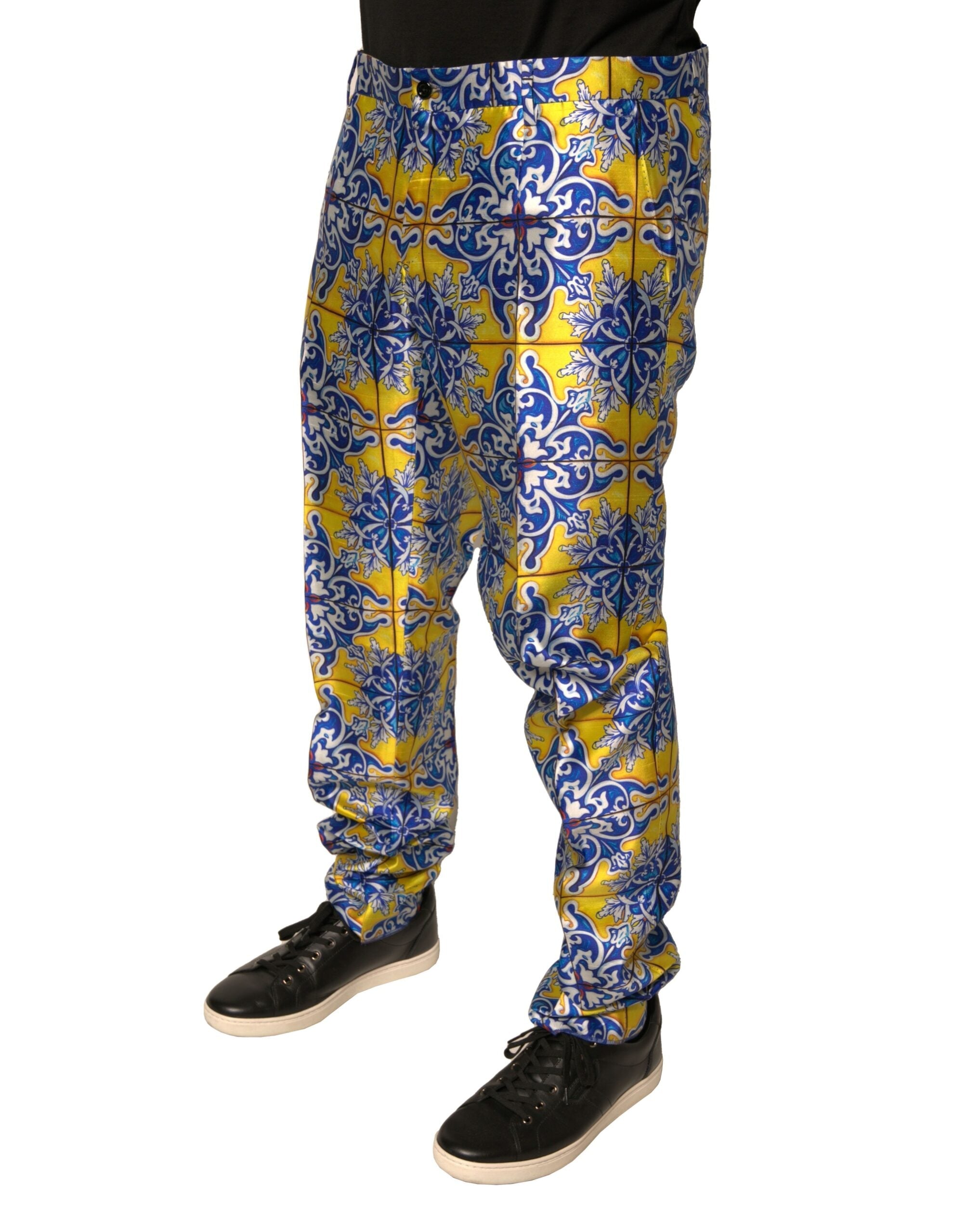 Dolce & Gabbana Multicolor MajolicaSilk Skinny Pants LUNESCAPE