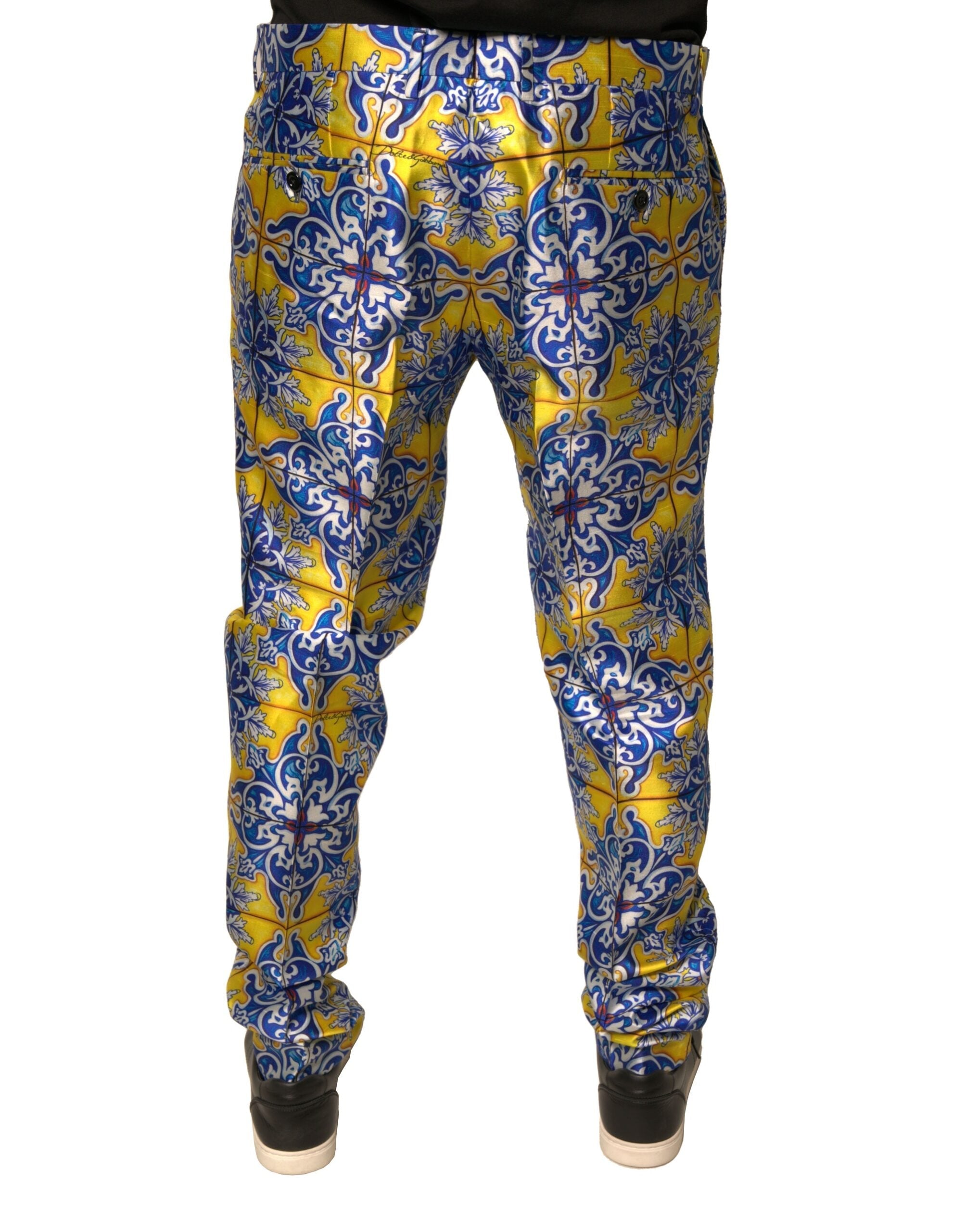 Dolce & Gabbana Multicolor MajolicaSilk Skinny Pants LUNESCAPE