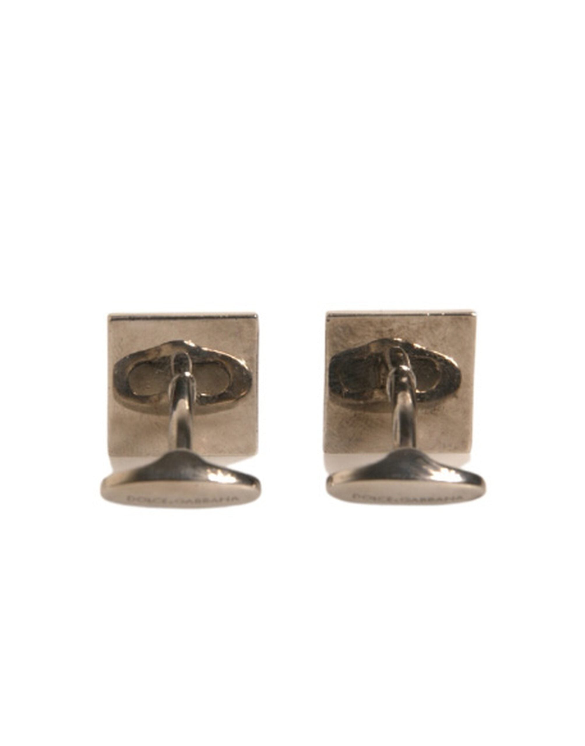 Dolce & Gabbana Silver Plated Brass Pin Crystal Cufflinks LUNESCAPE