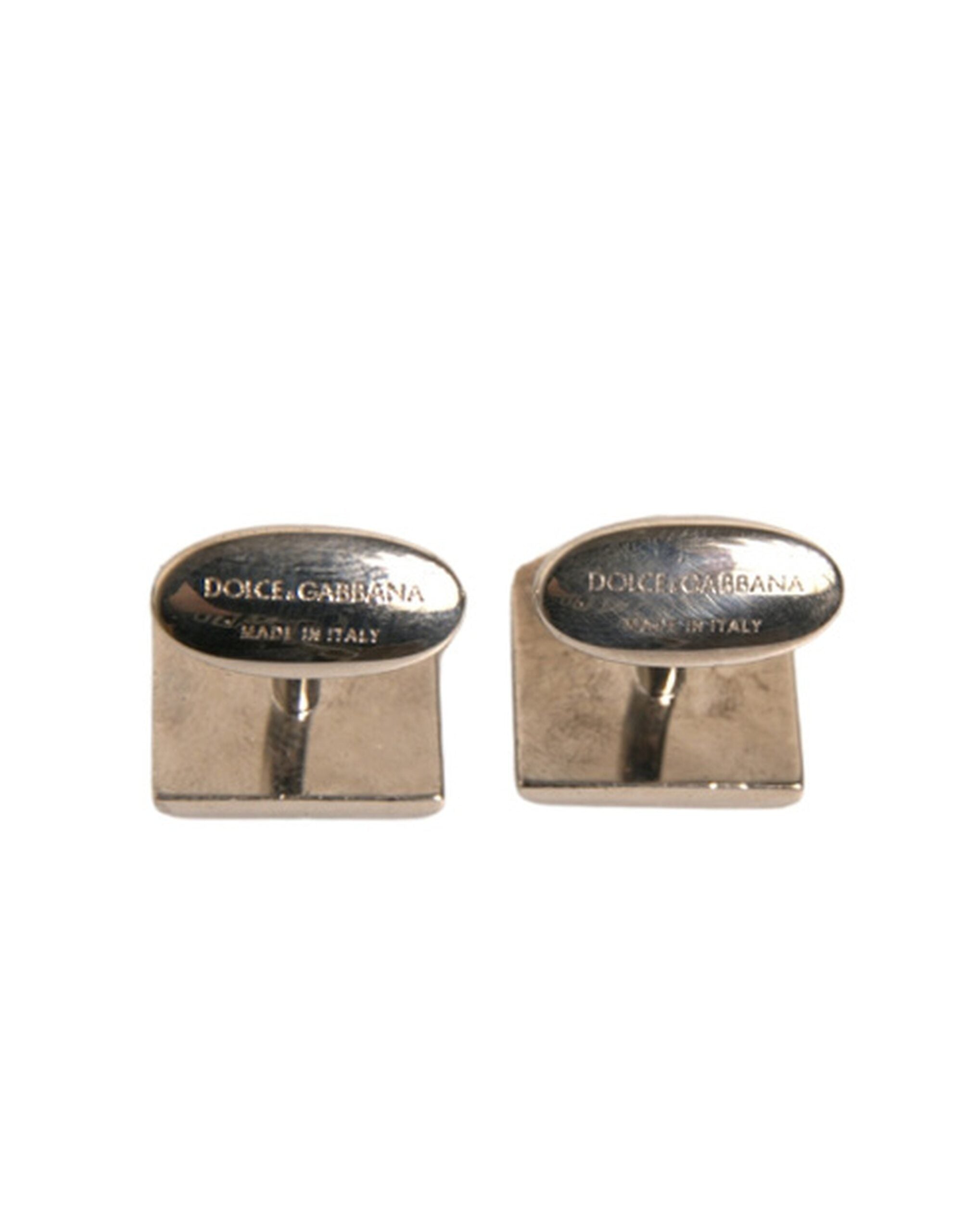Dolce & Gabbana Silver Plated Brass Pin Crystal Cufflinks LUNESCAPE