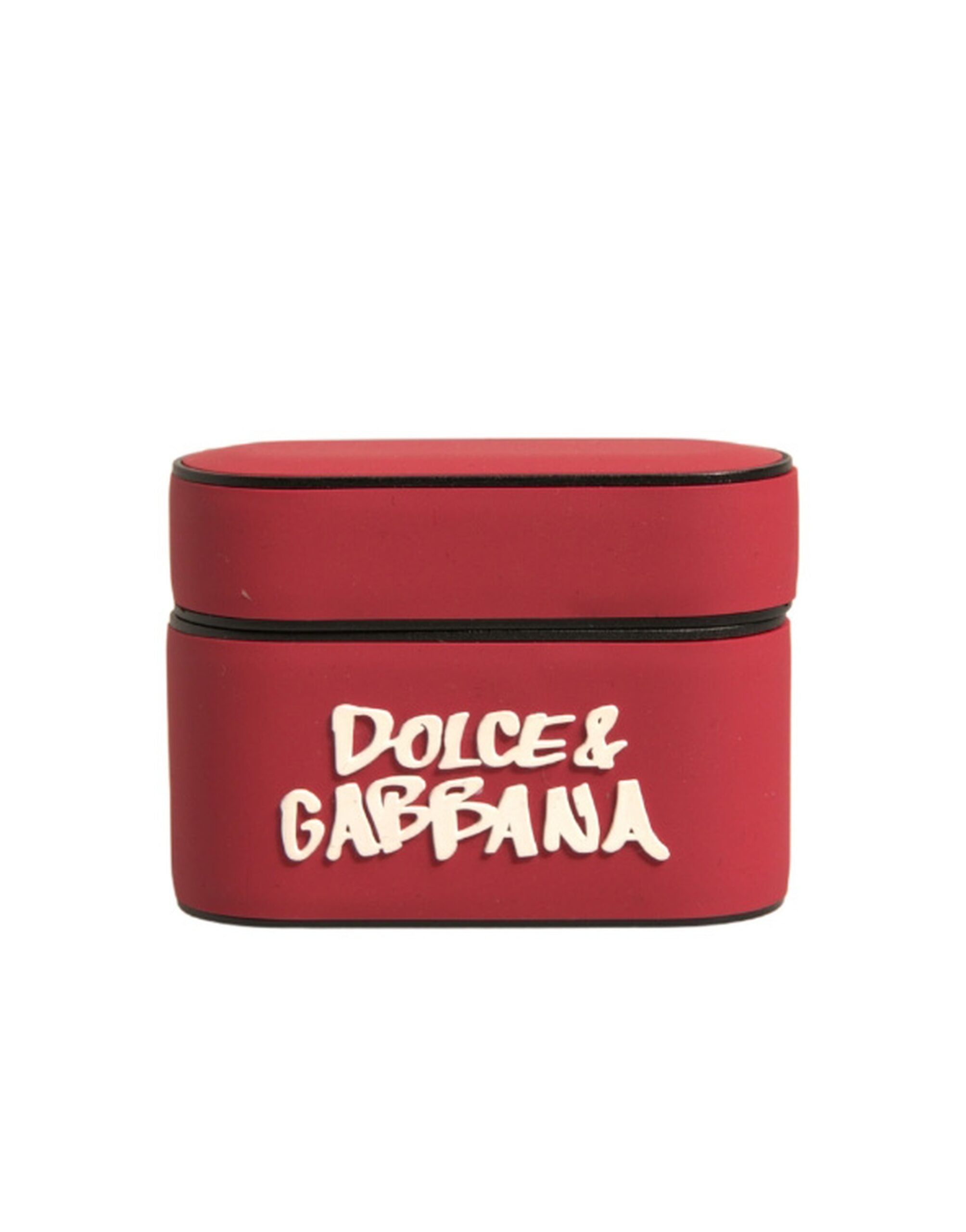 Dolce & Gabbana Red Embossed Logo Plaque Holder Airpods Case LUNESCAPE