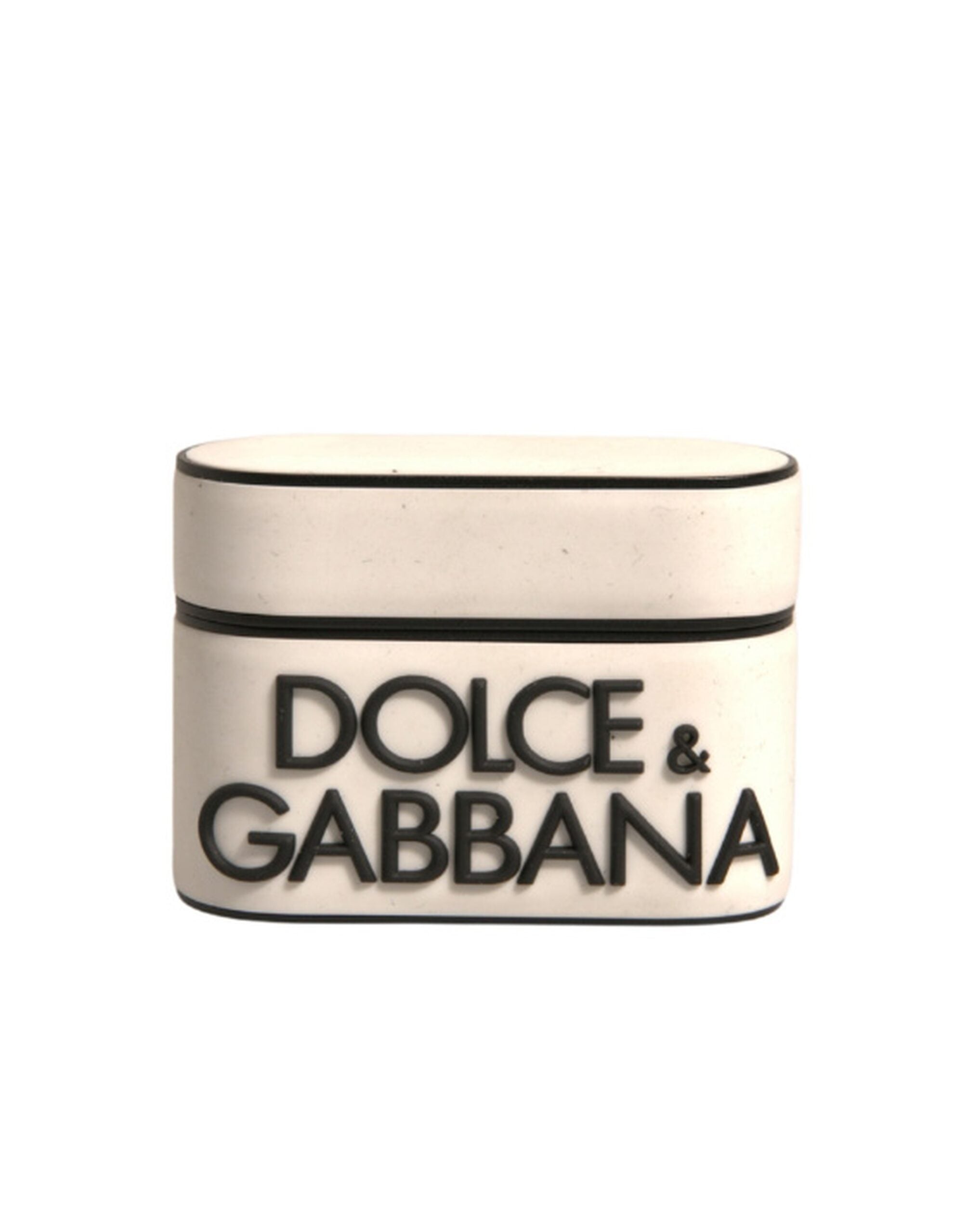 Dolce & Gabbana White Embossed Logo Plaque Holder Airpods Case LUNESCAPE