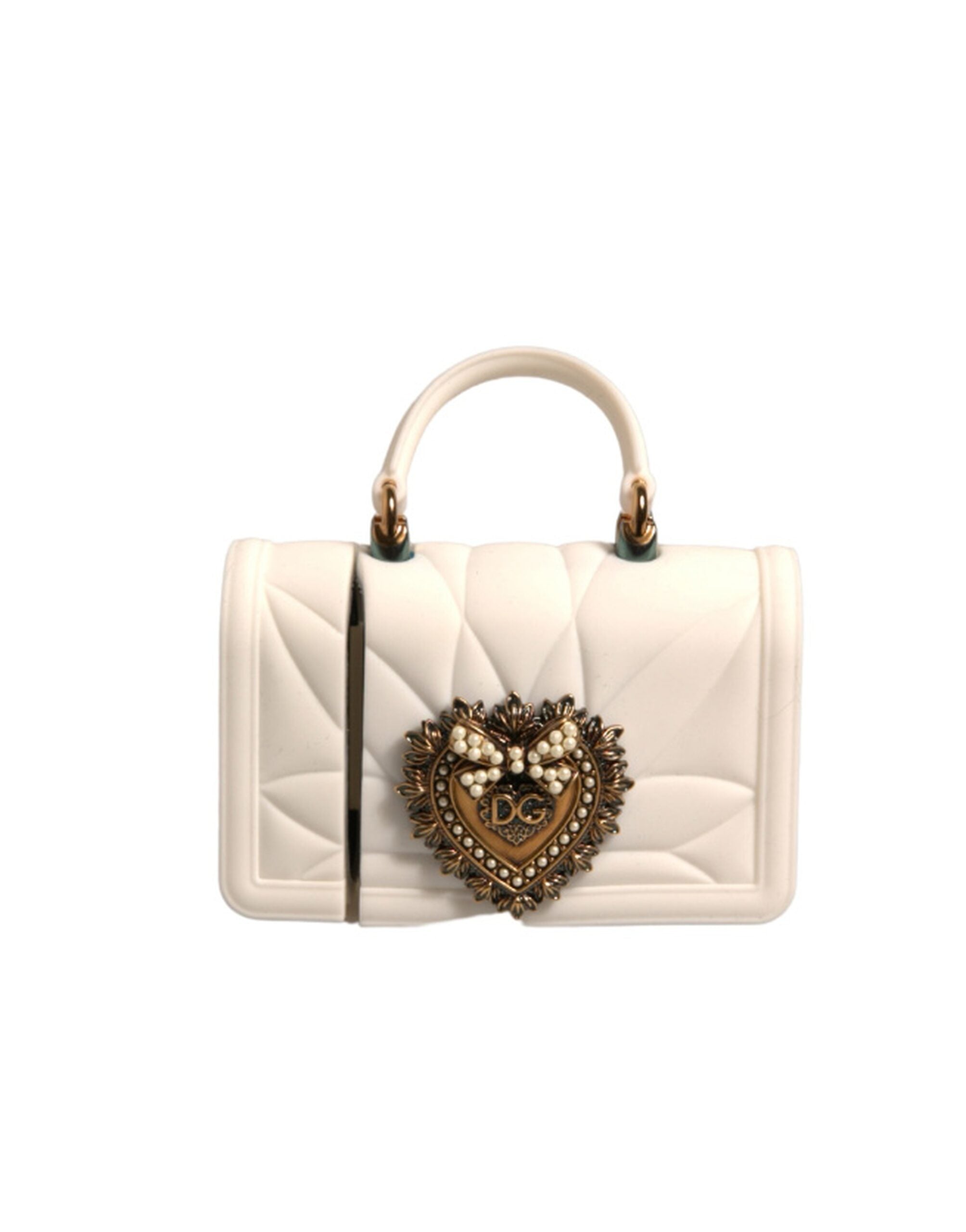 Dolce & Gabbana White Silicone Devotion Heart Cover Hand Bag Airpod Case LUNESCAPE