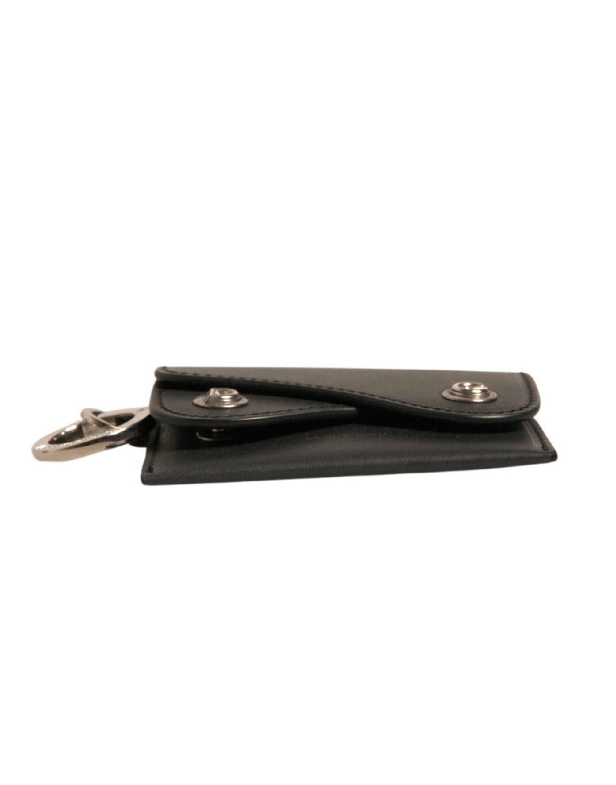 Dolce & Gabbana Black Leather Card Case Keychain Key Holder LUNESCAPE