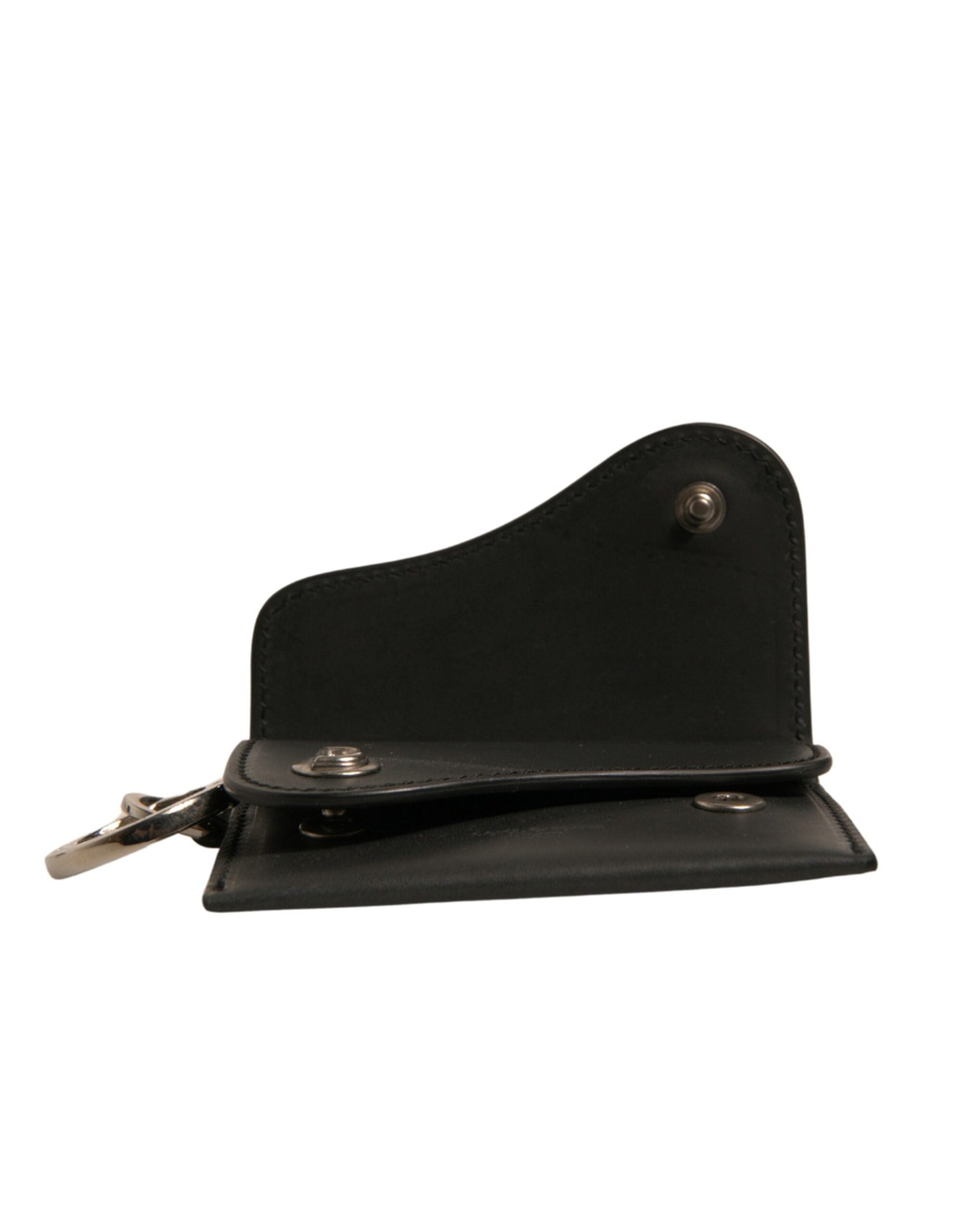 Dolce & Gabbana Black Leather Card Case Keychain Key Holder LUNESCAPE