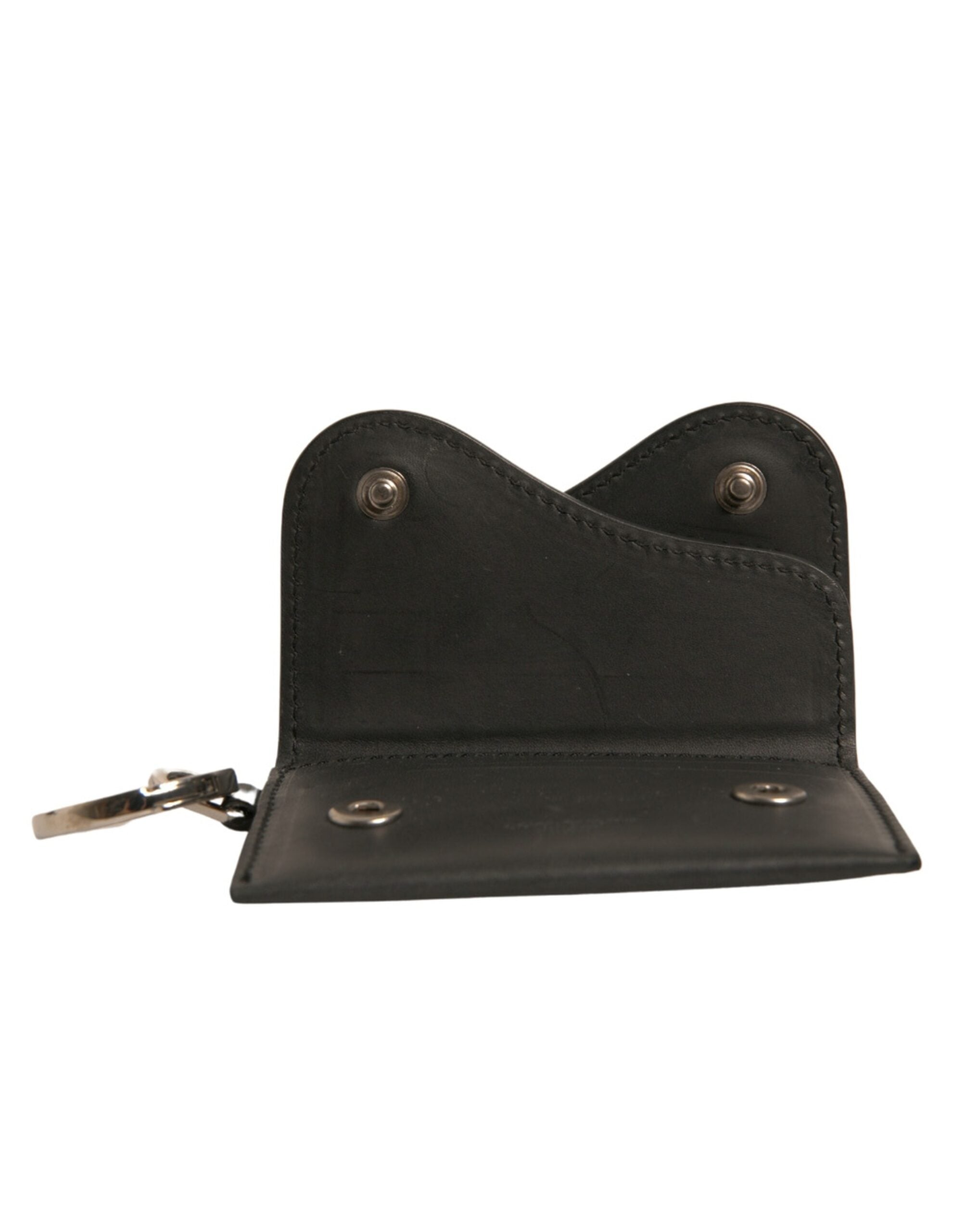 Dolce & Gabbana Black Leather Card Case Keychain Key Holder LUNESCAPE